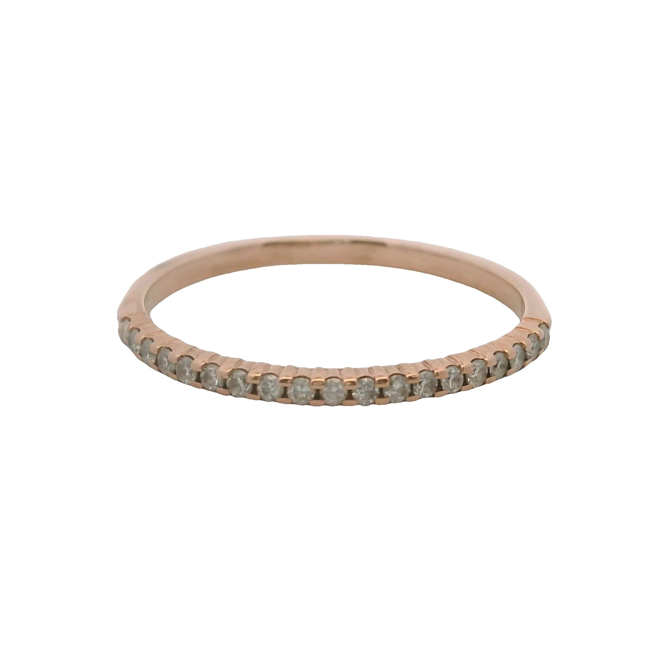 10kt Rose Gold and Diamond Thin Line Stackable Band Ring Size 8