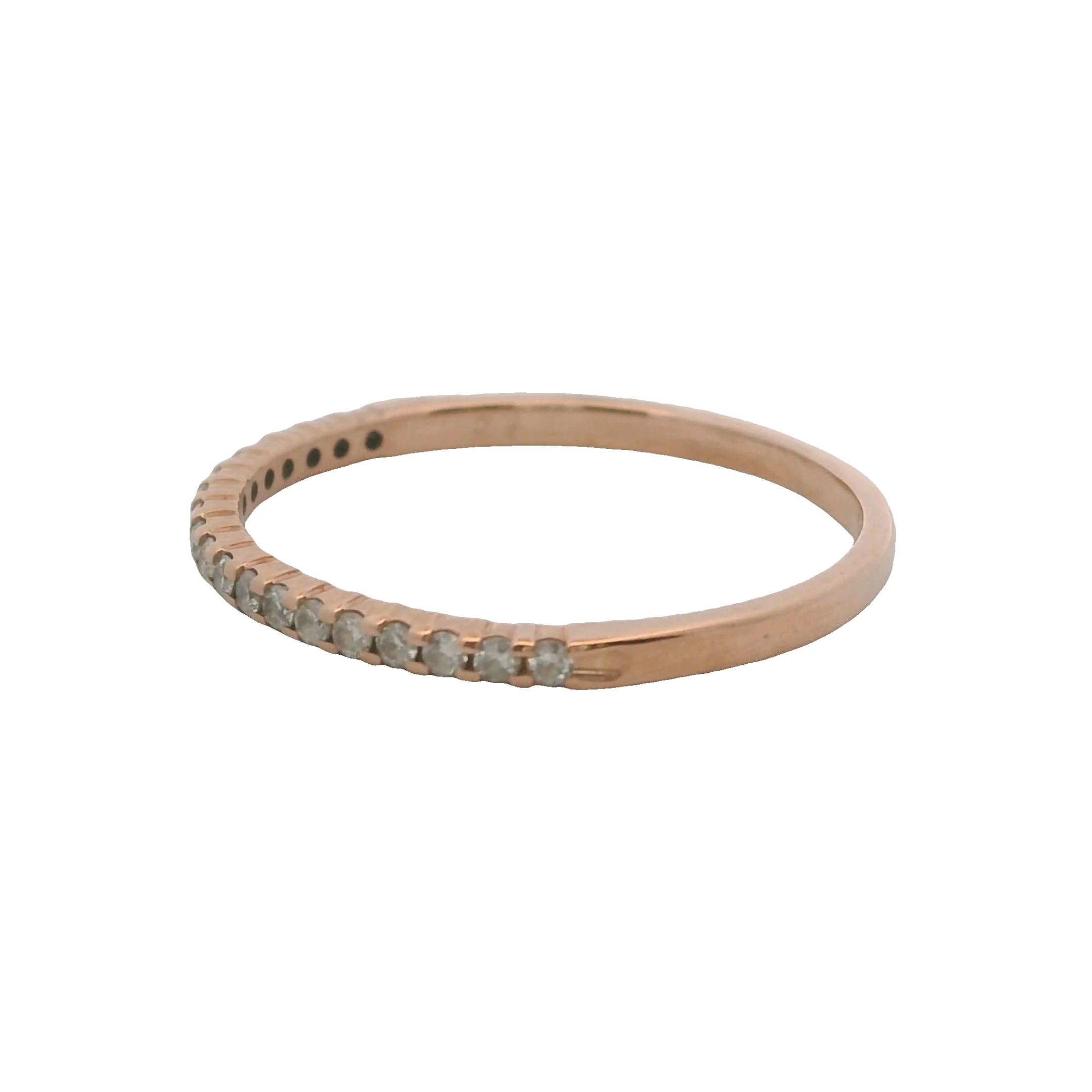 10kt Rose Gold and Diamond Thin Line Stackable Band Ring Size 8 - Image 2