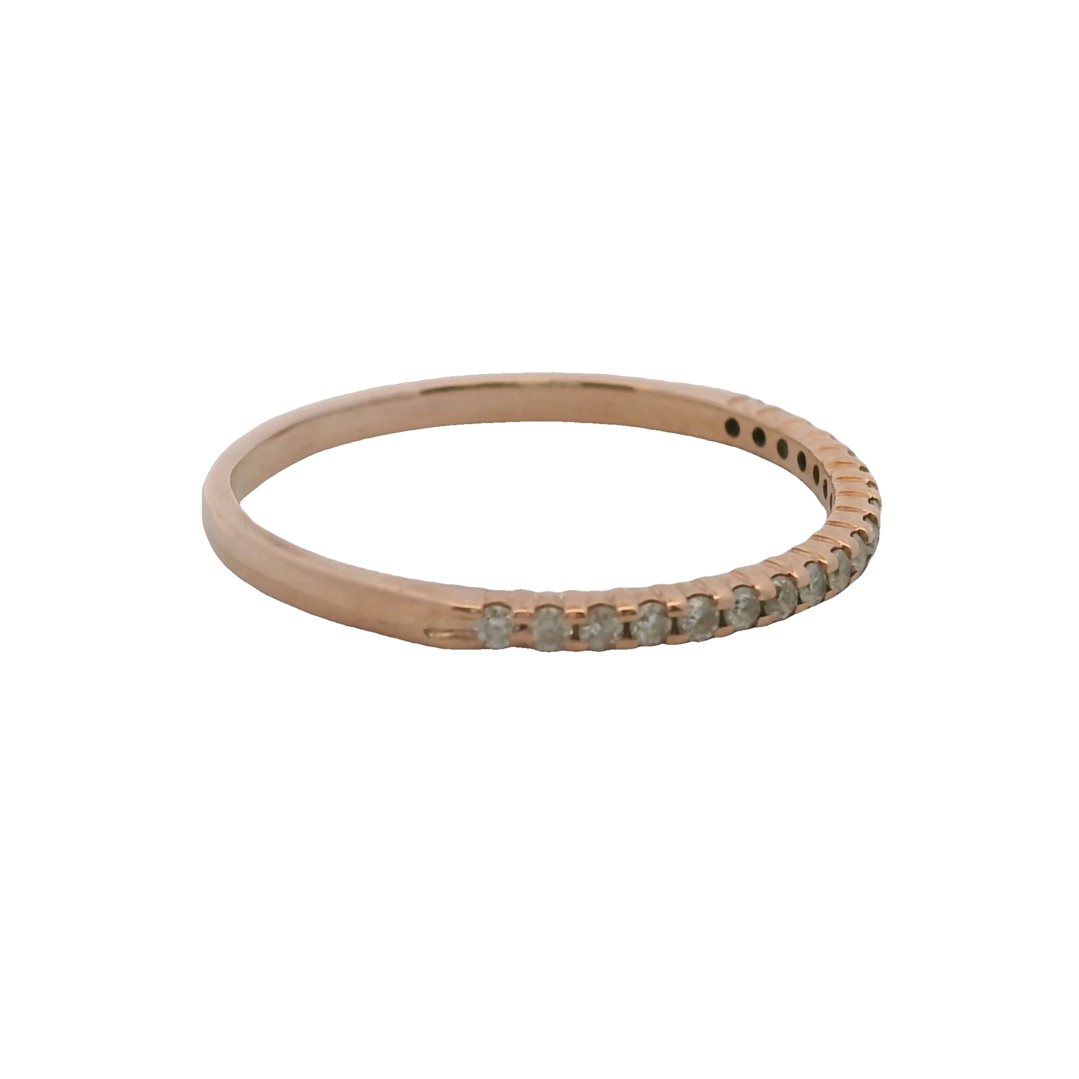 10kt Rose Gold and Diamond Thin Line Stackable Band Ring Size 8 - Image 3