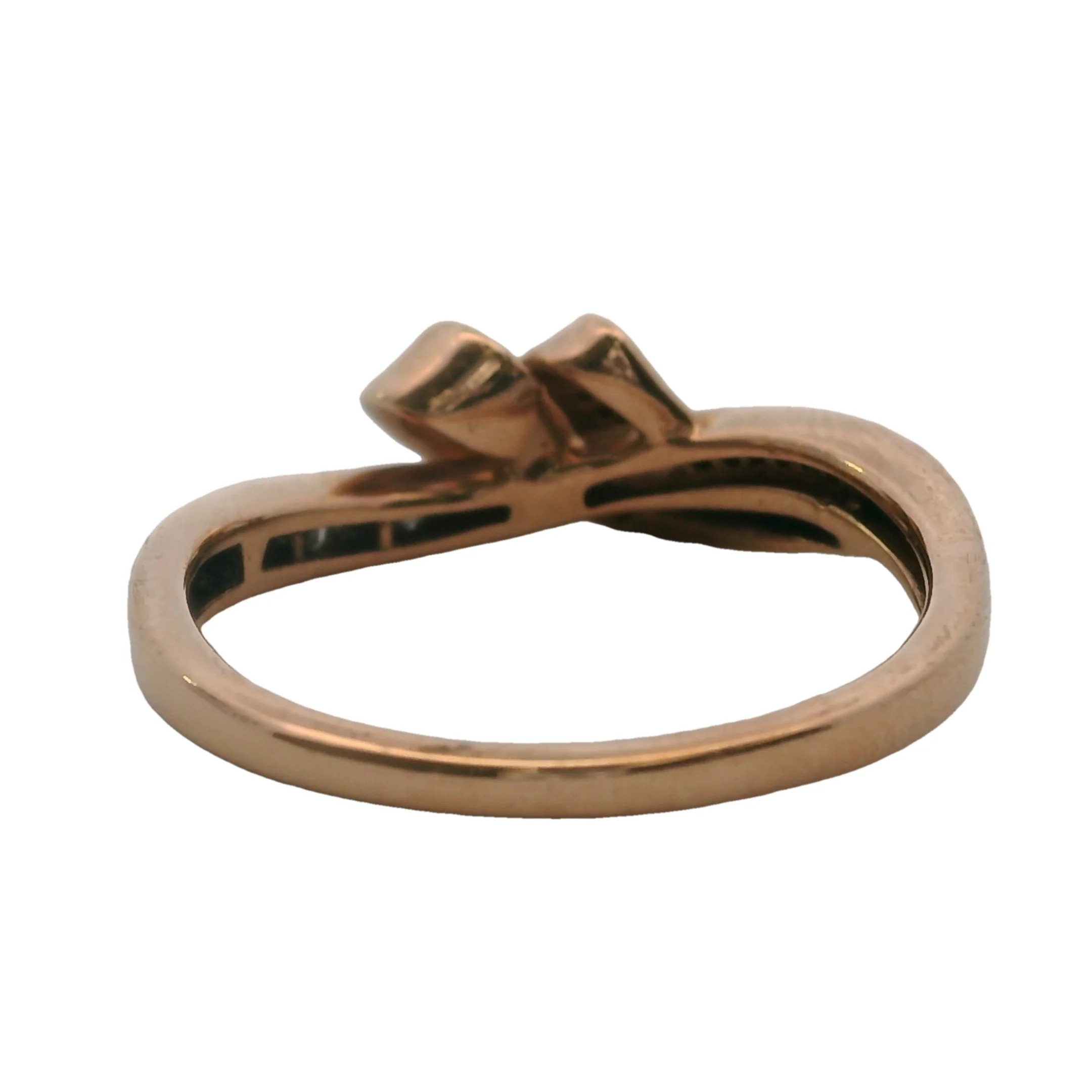 10kt Rose Gold Ribbon Ring with White and Brown Diamonds Size 6.75 - Image 5