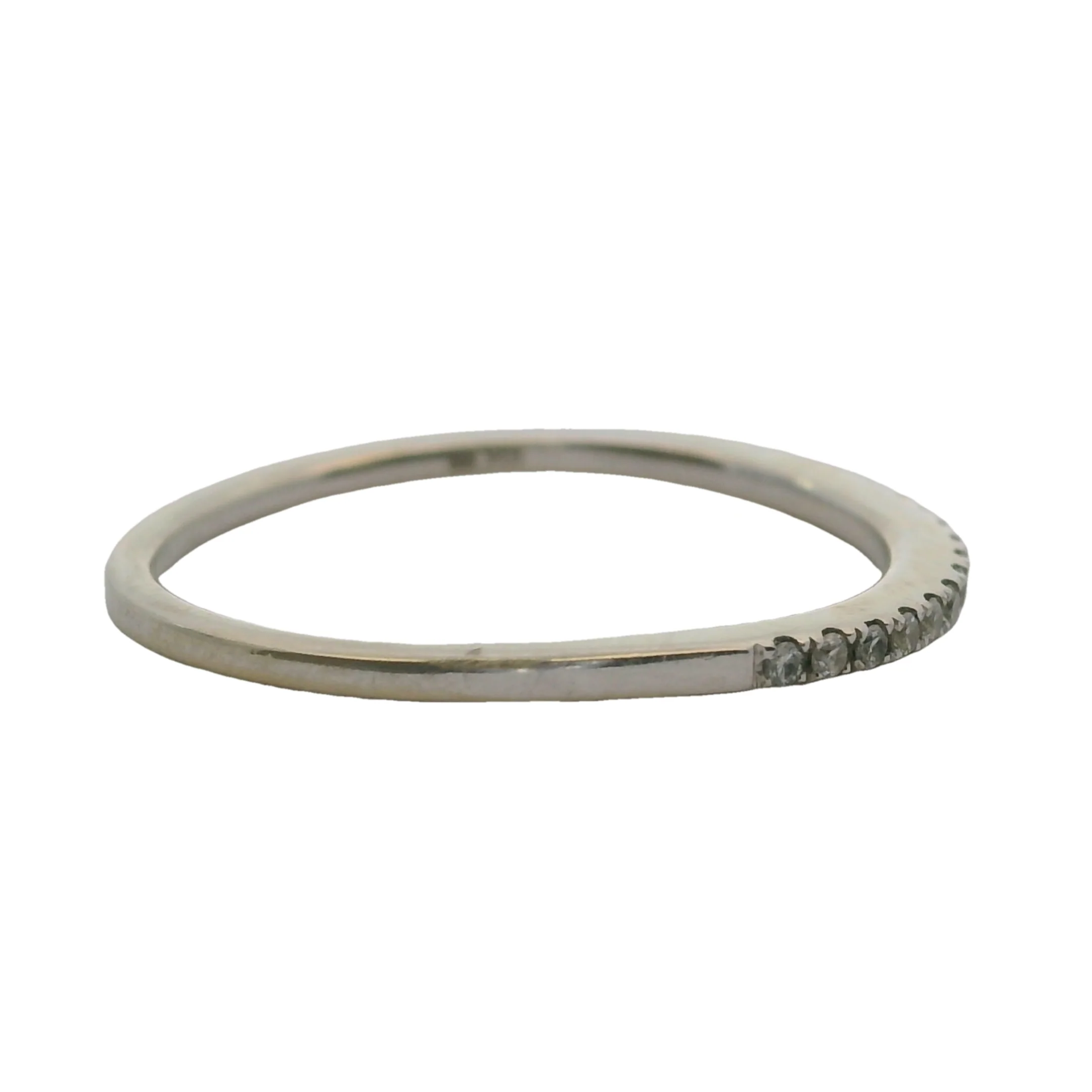 10kt White Gold and Diamond Line Stackable Wedding Band Ring Size 6.5 - Image 2