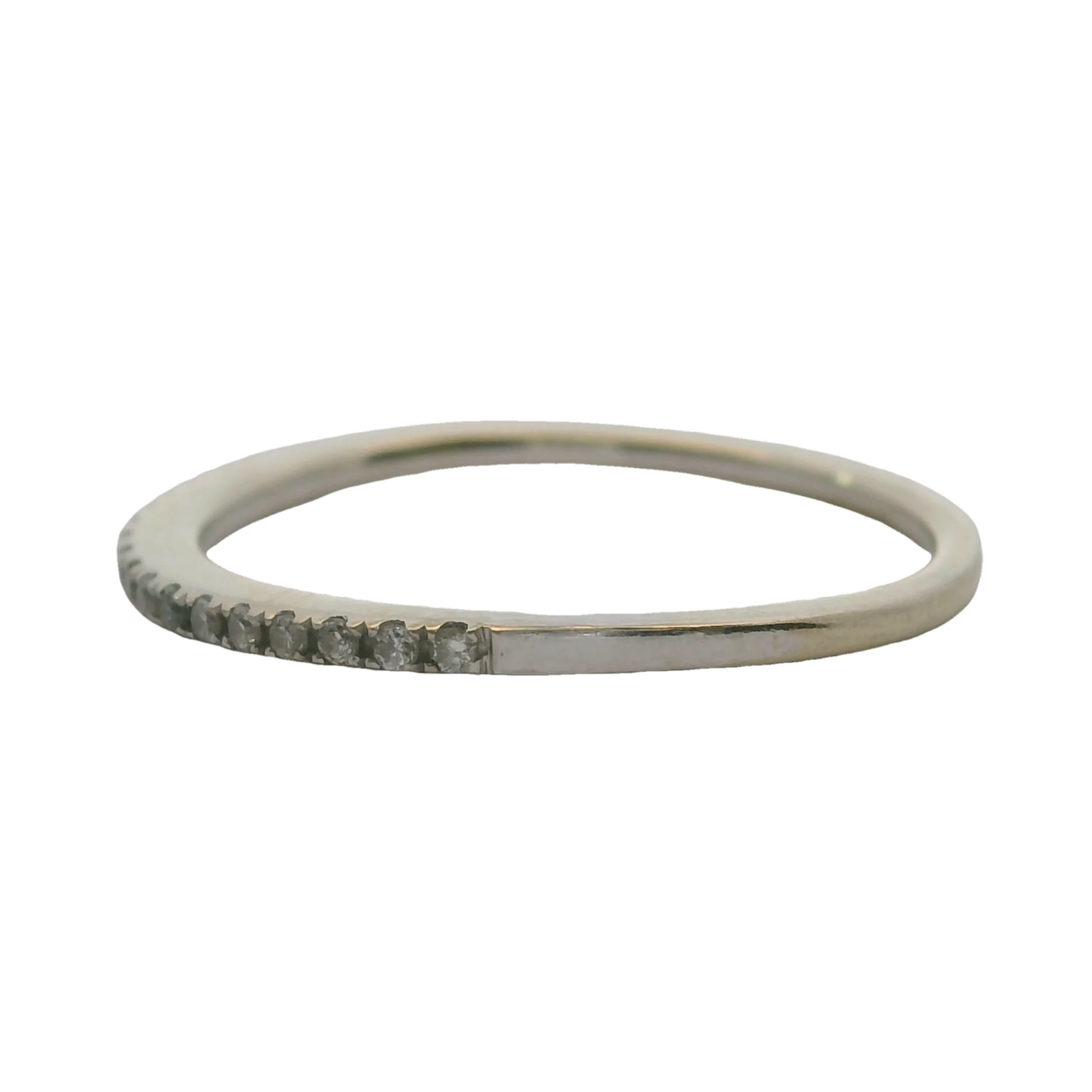 10kt White Gold and Diamond Line Stackable Wedding Band Ring Size 6.5 - Image 3