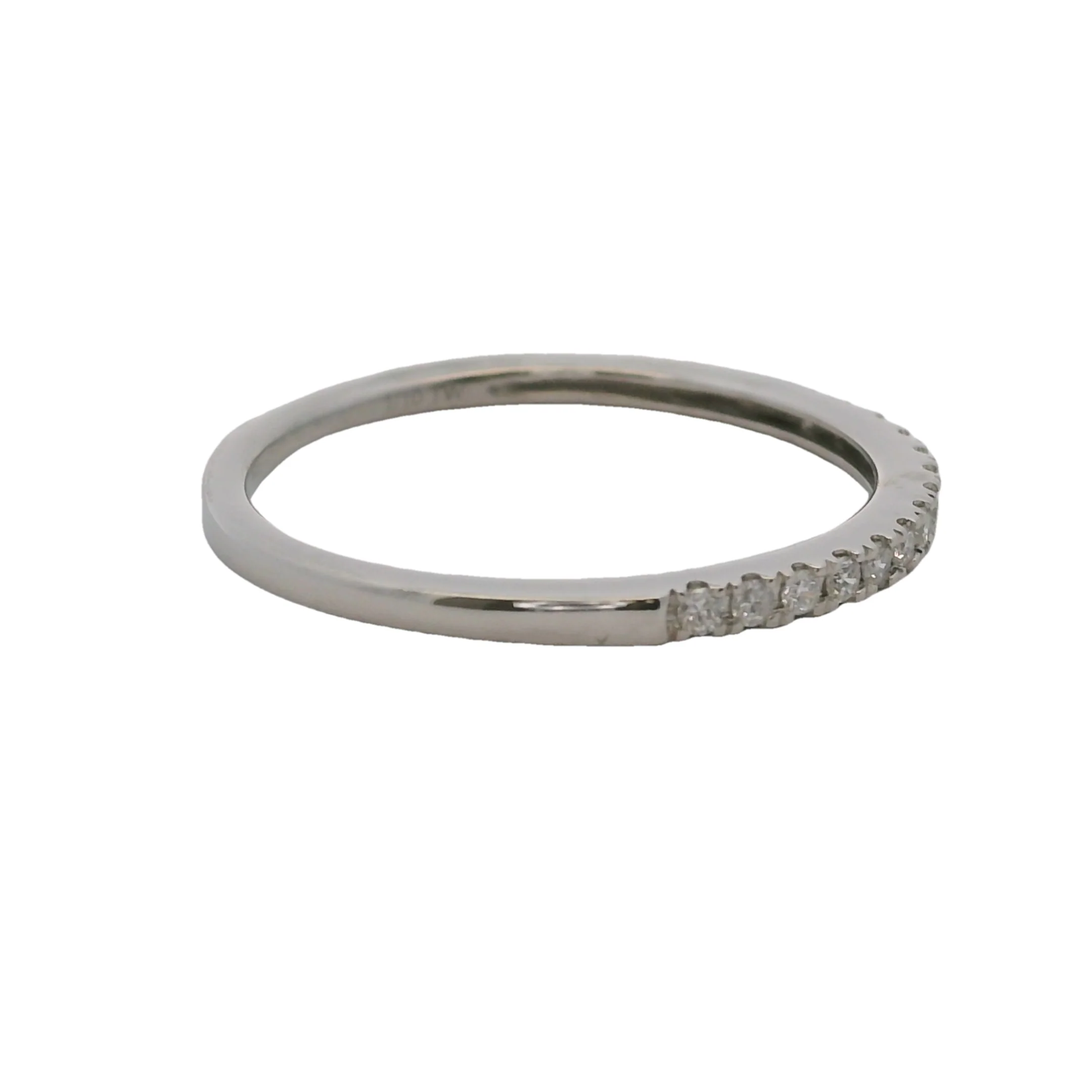 10kt White Gold and Diamond Thin Dainty 1.6mm Stackable Wedding Band Ring Size 7 - Image 3