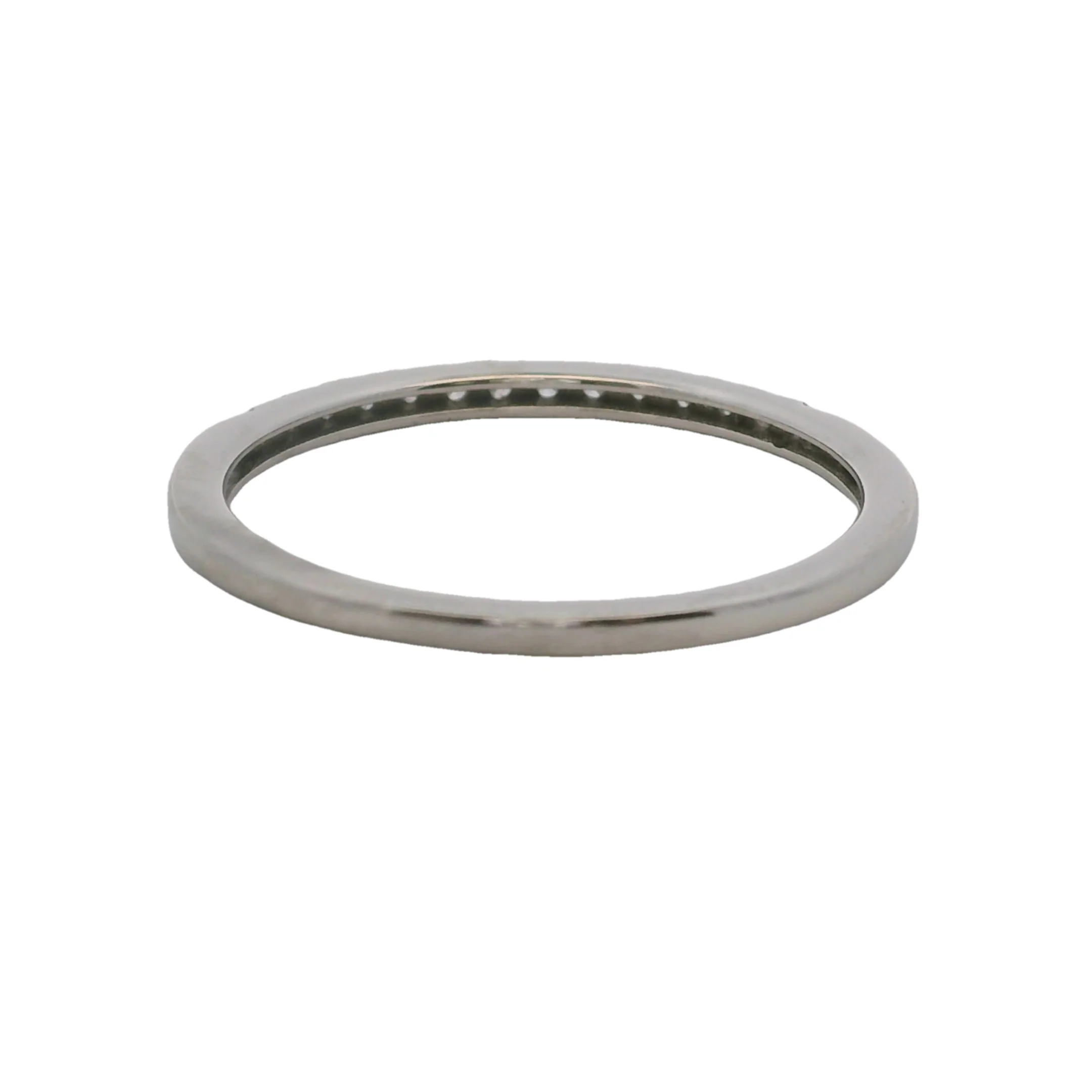 10kt White Gold and Diamond Thin Dainty 1.6mm Stackable Wedding Band Ring Size 7 - Image 4