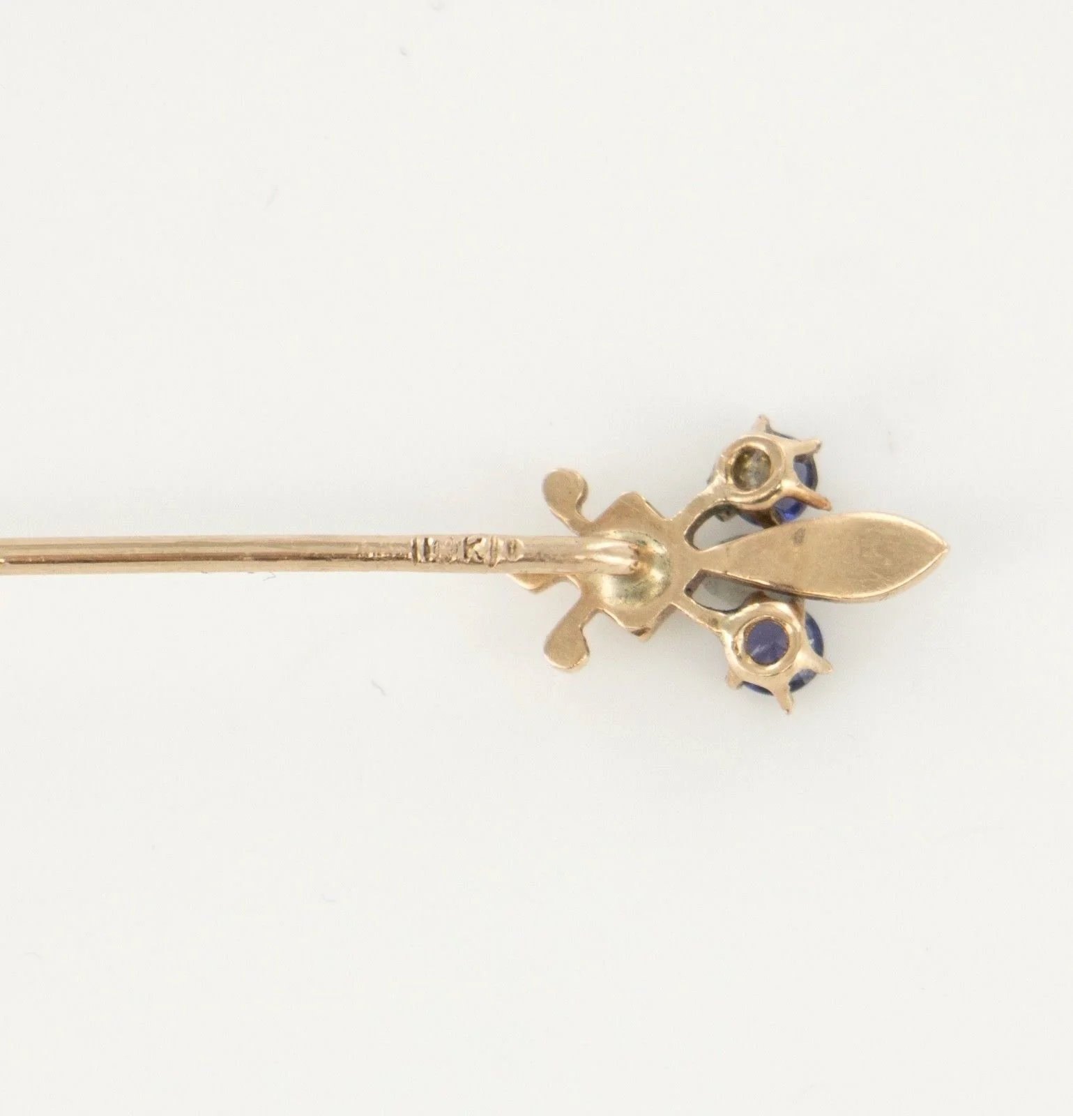 14 KT Gold Amethyst Seed Pearl Stick Lapel Pin Brooch - Image 3