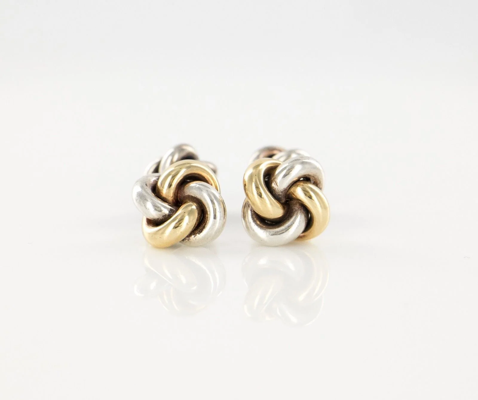 14 KT Yellow Gold 925 Sterling Silver Knot Cufflinks - Image 4