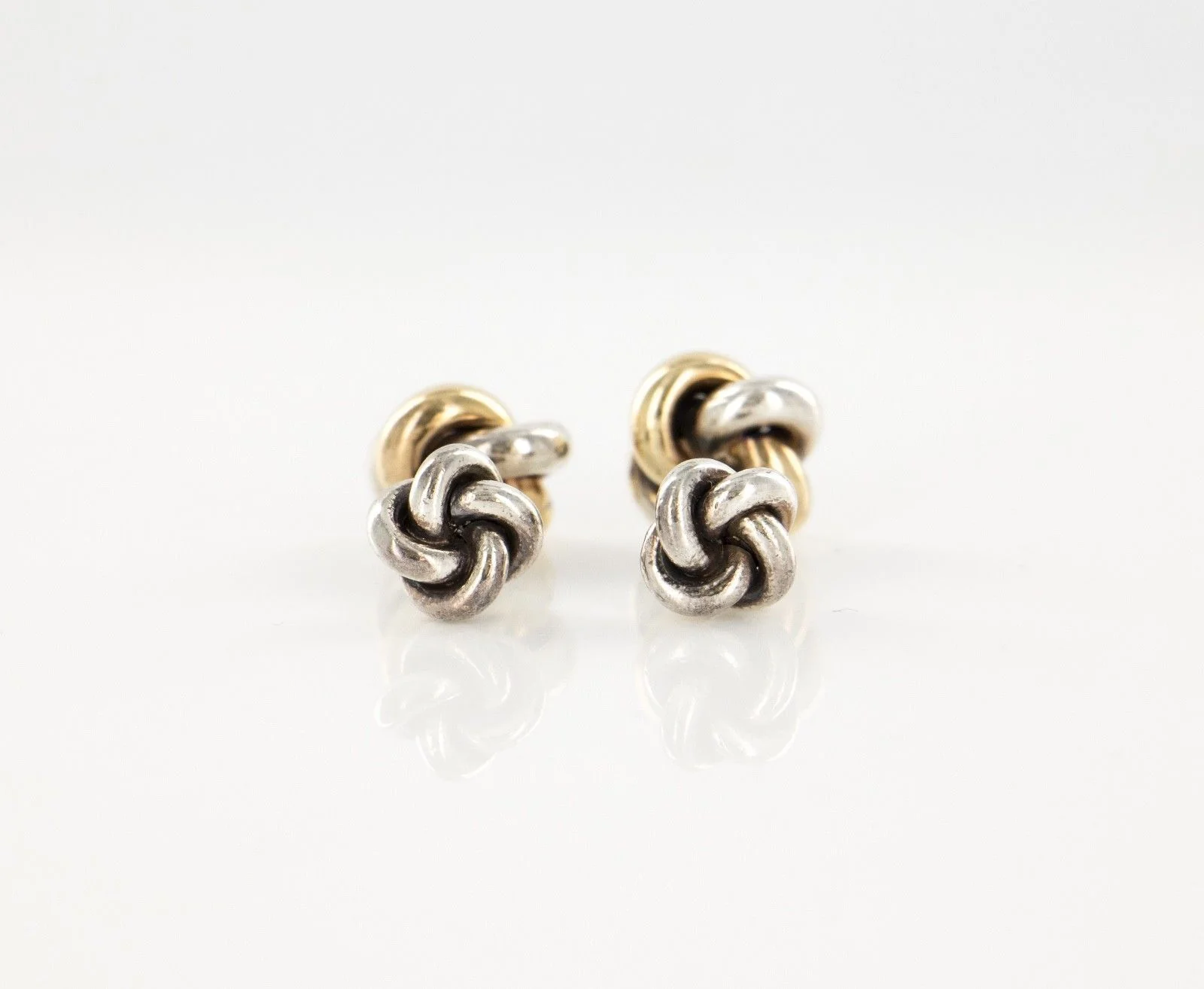 14 KT Yellow Gold 925 Sterling Silver Knot Cufflinks - Image 5