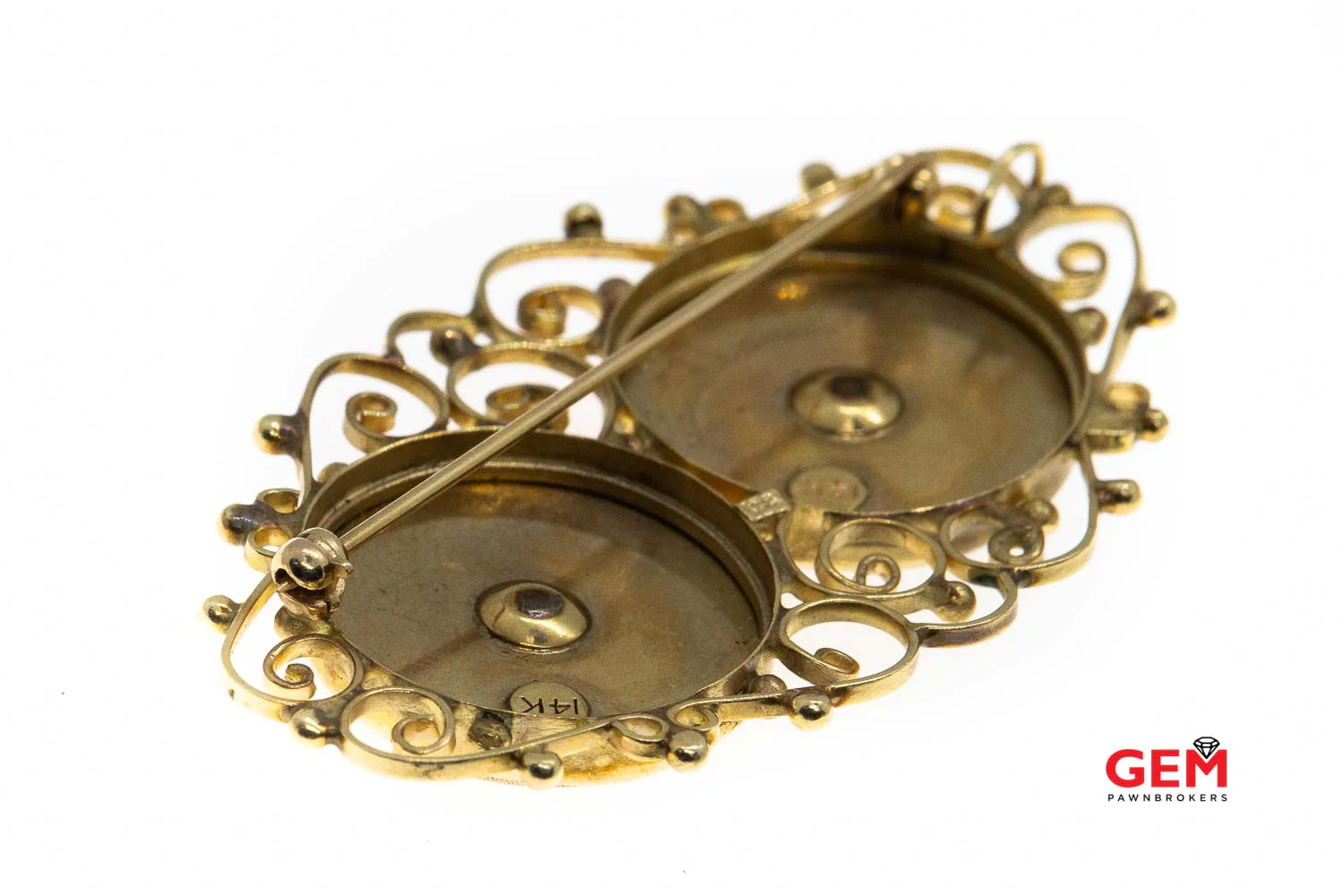 14 KT Yellow Gold Diamond Lapel Pin Brooch - Image 3