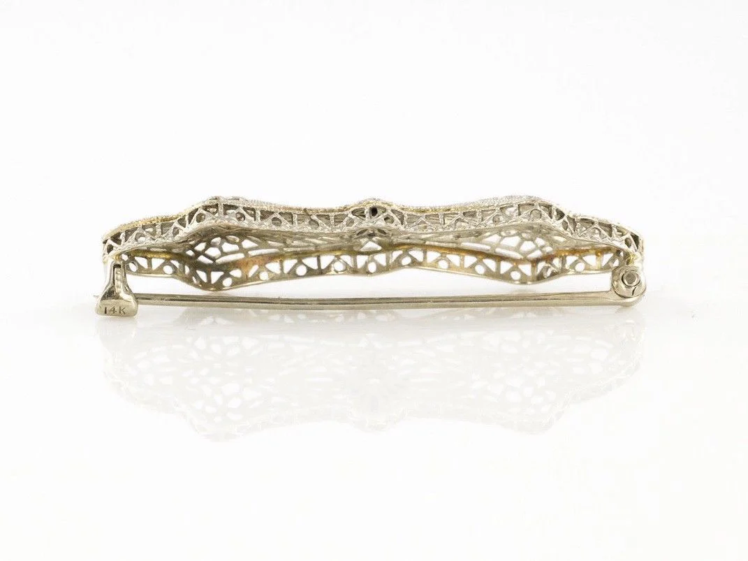 14KT Pierced Solid White Gold Brooch Lapel Pin - Image 3
