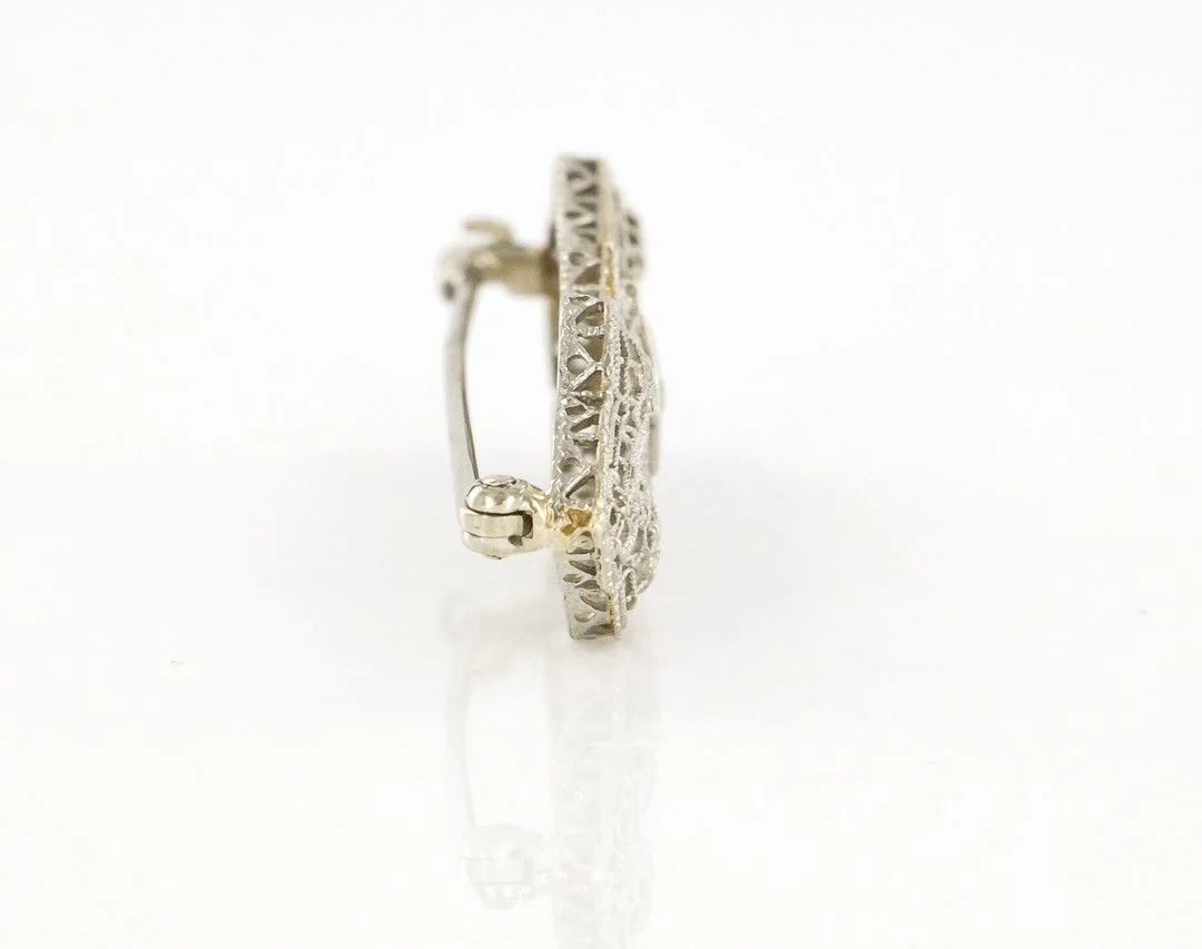 14KT Pierced Solid White Gold Brooch Lapel Pin - Image 4