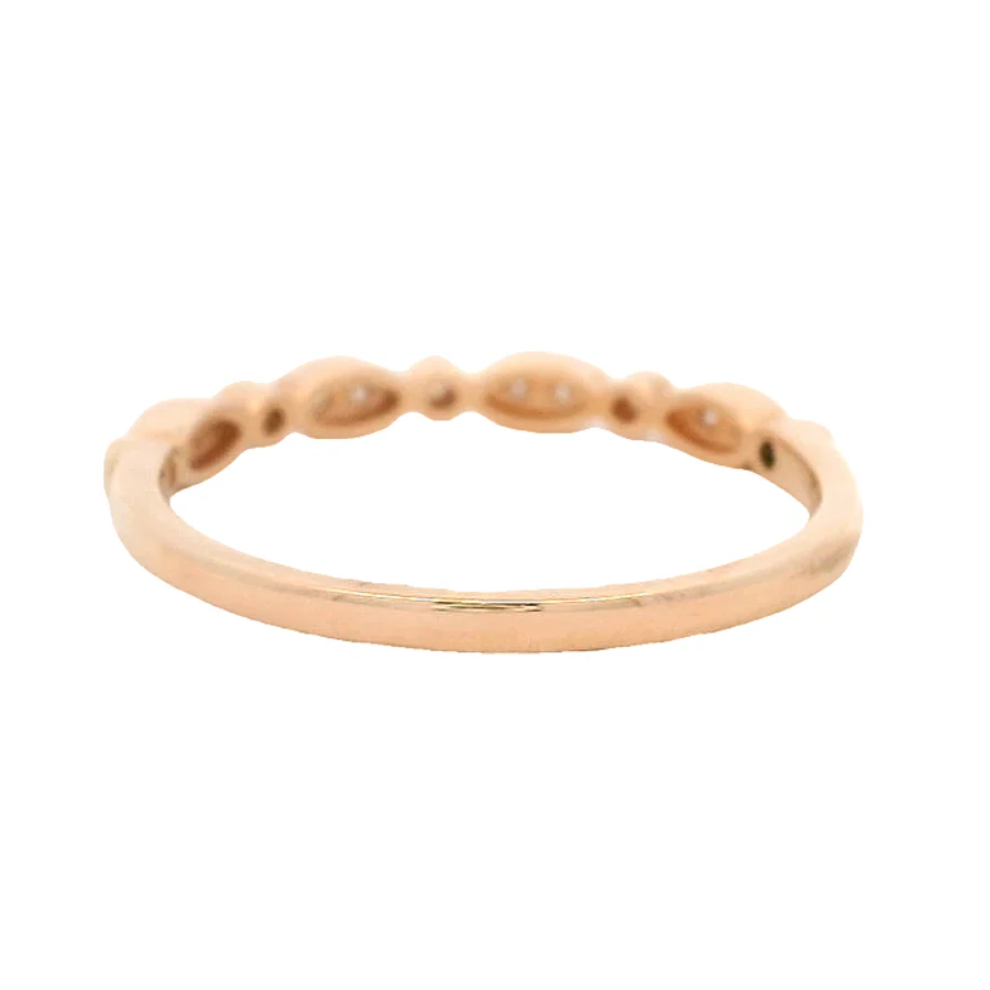 14kt Rose Gold and CZ Cubic Zirconia Fashion Milgrain Alternating Shapes Half Eternity Band - Image 4