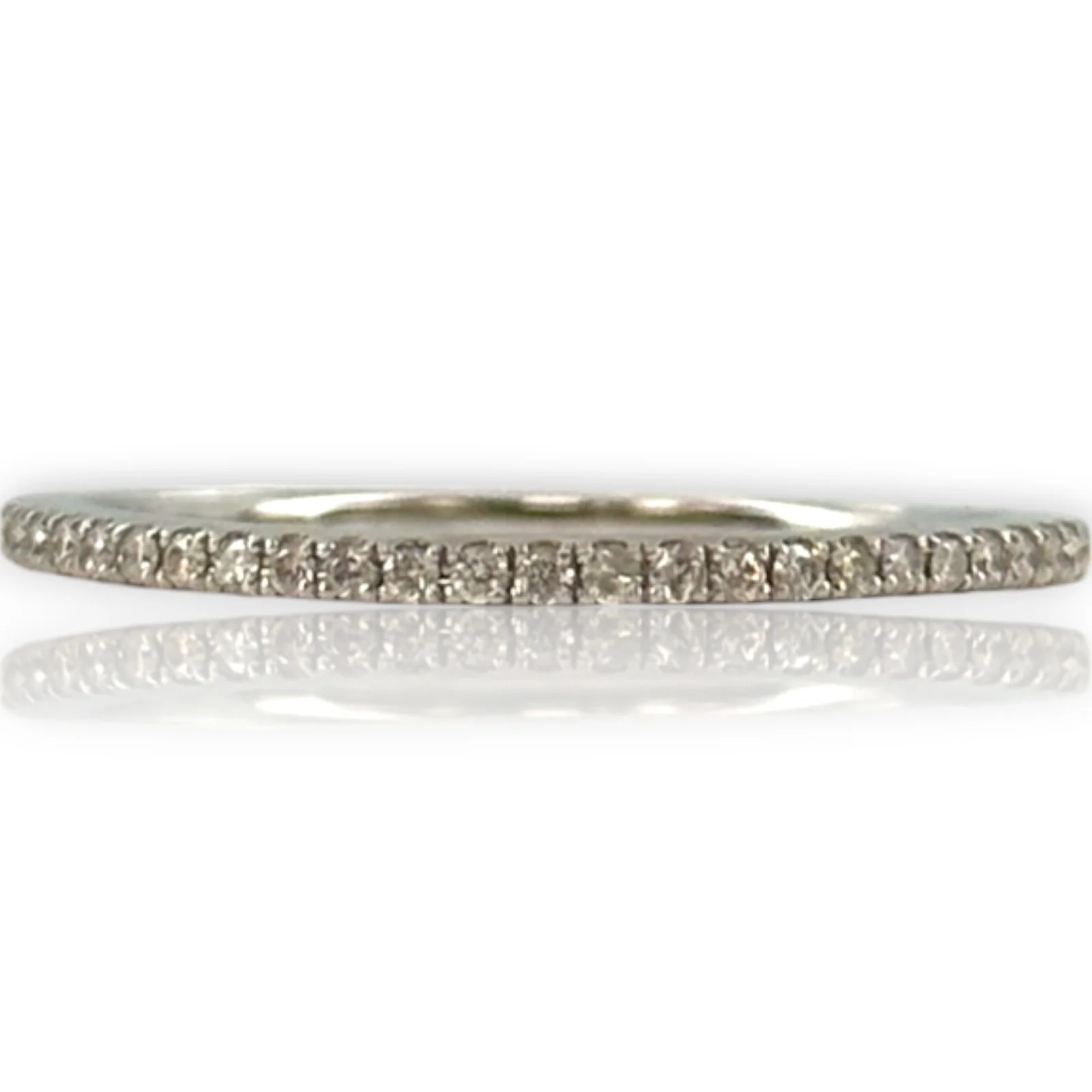 14kt Solid White Gold and Diamond Half Eternity Wedding Stackable Band Size 7
