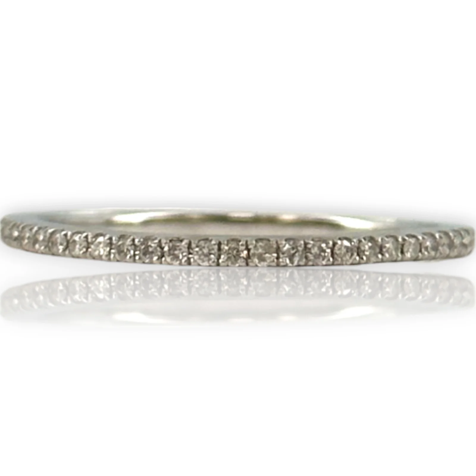 14kt Solid White Gold and Diamond Half Eternity Wedding Stackable Band Size 7 - Image 2