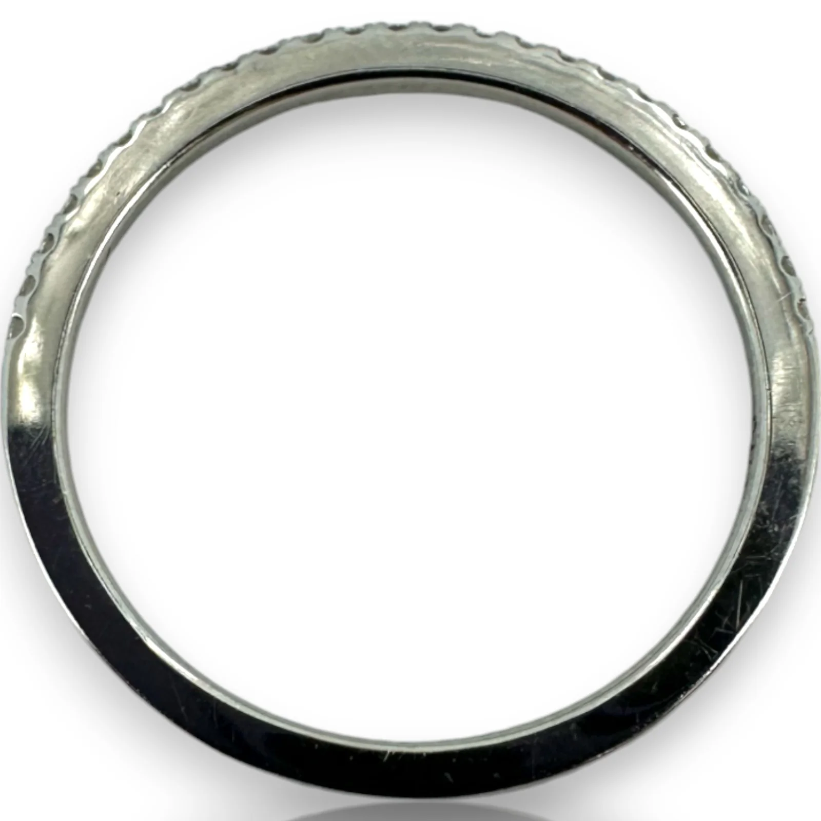 14kt Solid White Gold and Diamond Half Eternity Wedding Stackable Band Size 7 - Image 6