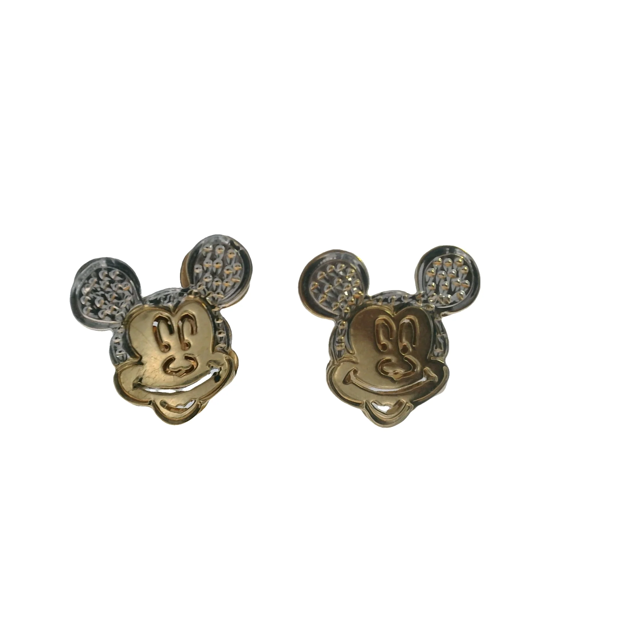 14kt Two-Tone Mickey Mouse Cartoon 13mm Stud Earrings - Image 2