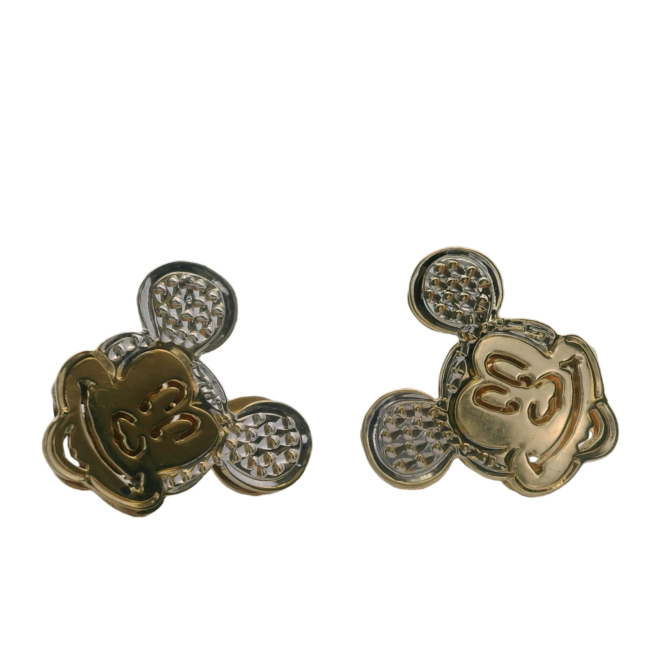 14kt Two-Tone Mickey Mouse Cartoon 13mm Stud Earrings - Image 3