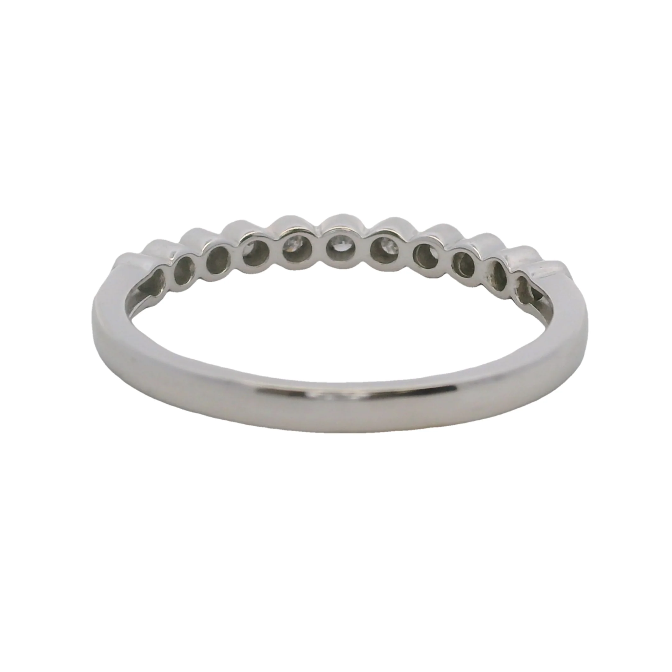14kt White Gold and Bezel Set Round Diamond Bubble Wedding Stackable Band Ring Size 9 - Image 4