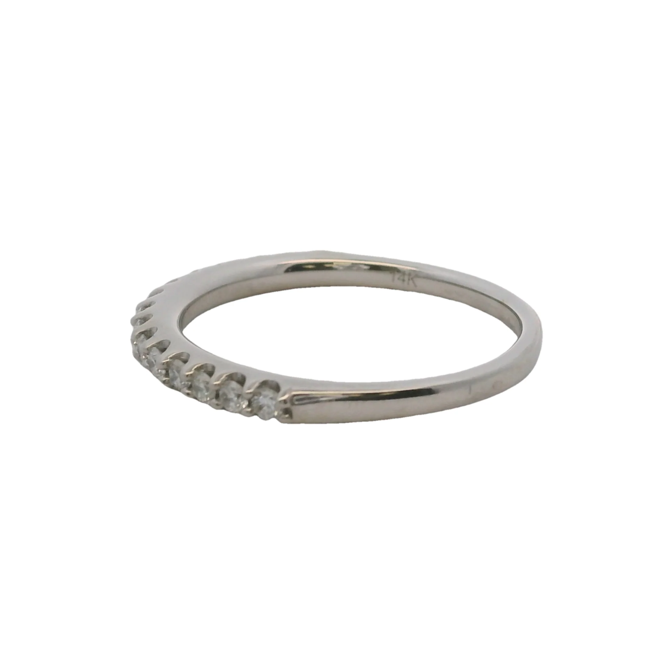 14kt White Gold and Diamond 2.2mm Stackable Half-Eternity Wedding Band Ring - Image 2