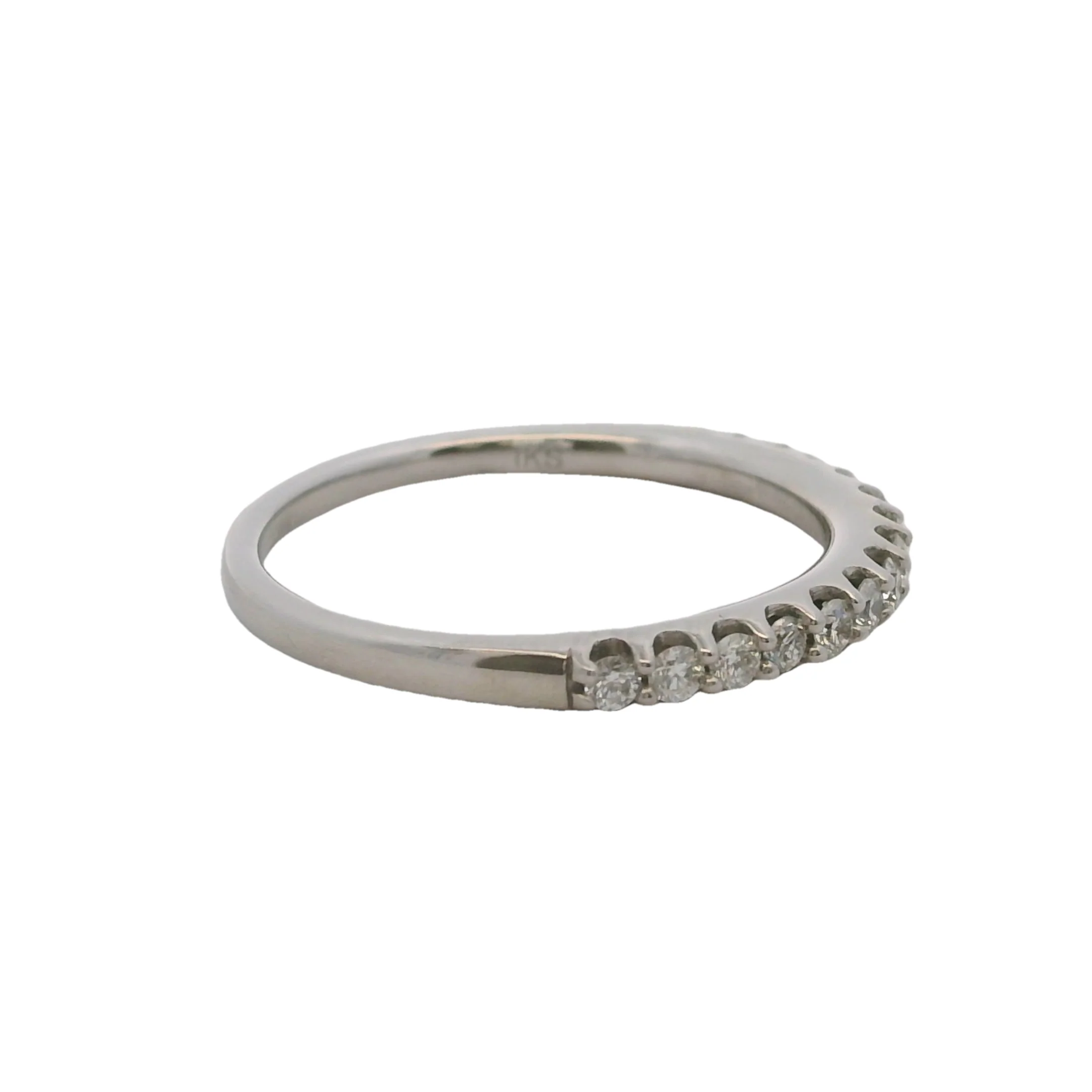 14kt White Gold and Diamond 2.2mm Stackable Half-Eternity Wedding Band Ring - Image 3