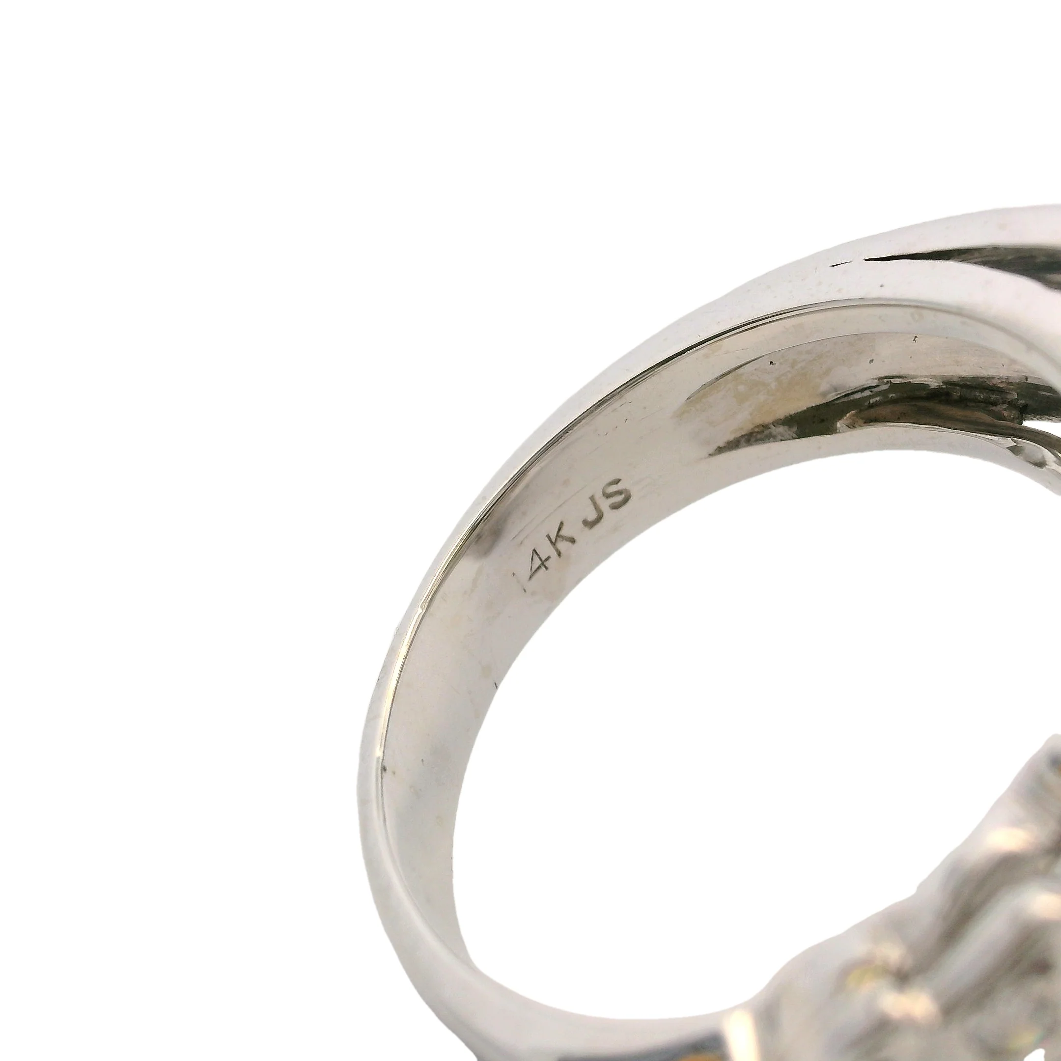 14kt White Gold and Diamond Fern Shaped Chevron Cocktail Cluster Ring Size 8.5 - Image 5