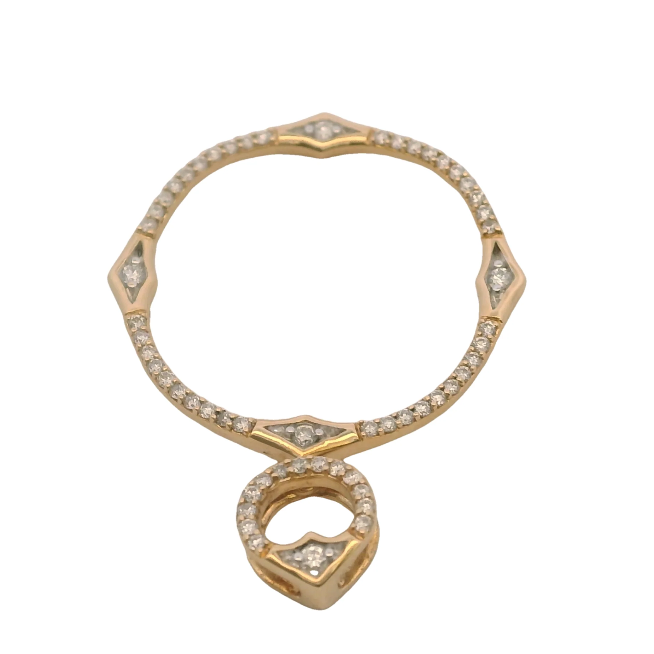 14kt Yellow Gold and Diamond 25mm Circle Compass Pendant - Image 3