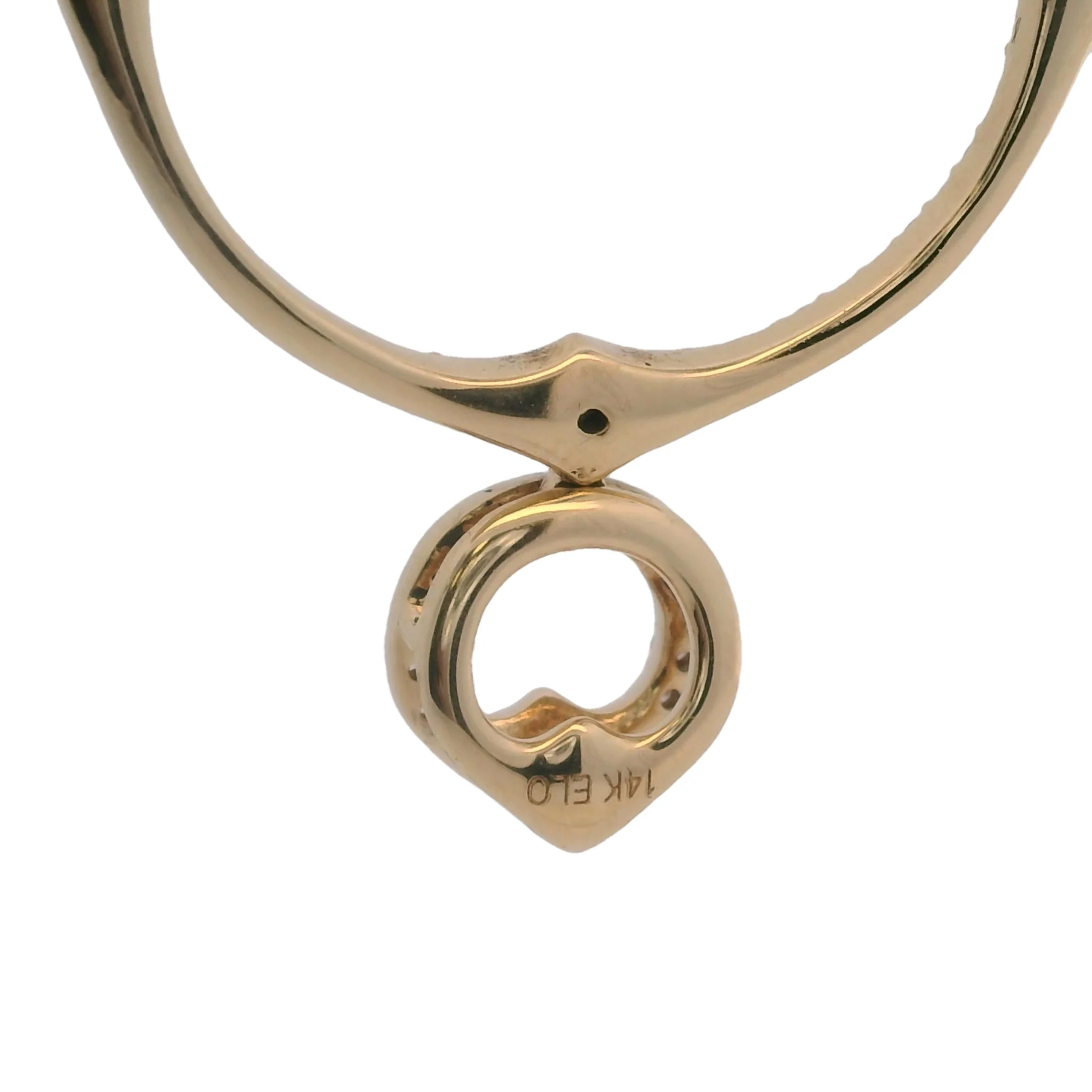 14kt Yellow Gold and Diamond 25mm Circle Compass Pendant - Image 6