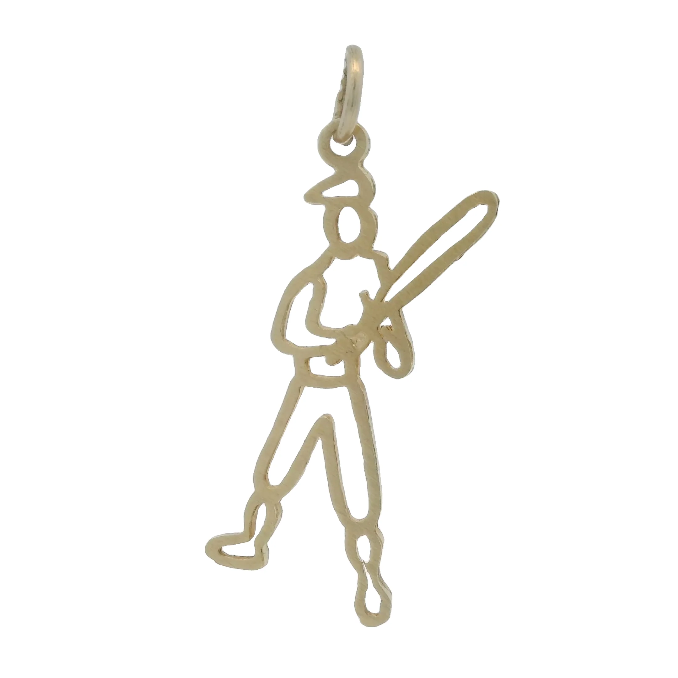 14kt Yellow Gold Baseball Player Hitter Outline Charm Pendant - Image 3