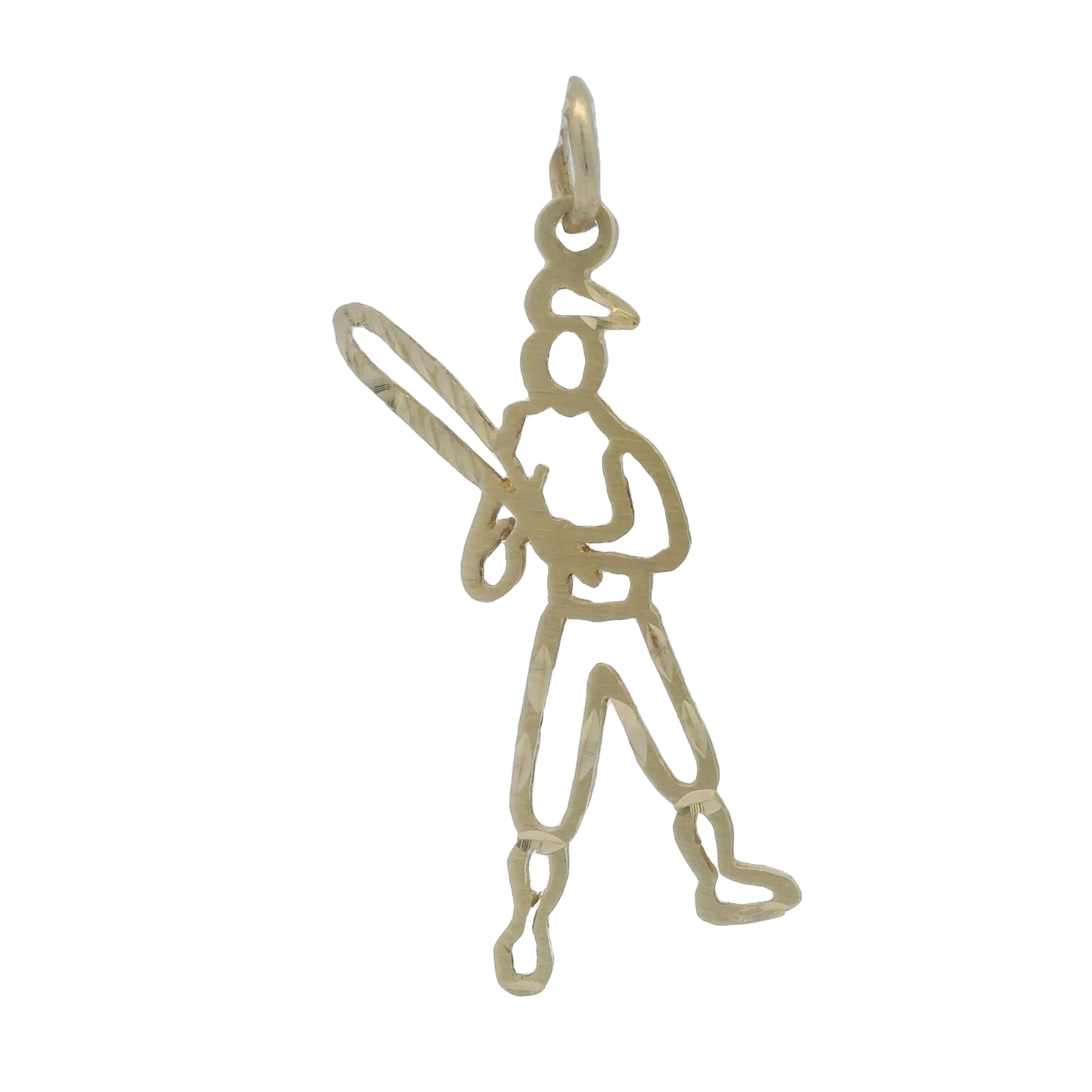 14kt Yellow Gold Baseball Player Hitter Outline Charm Pendant - Image 4