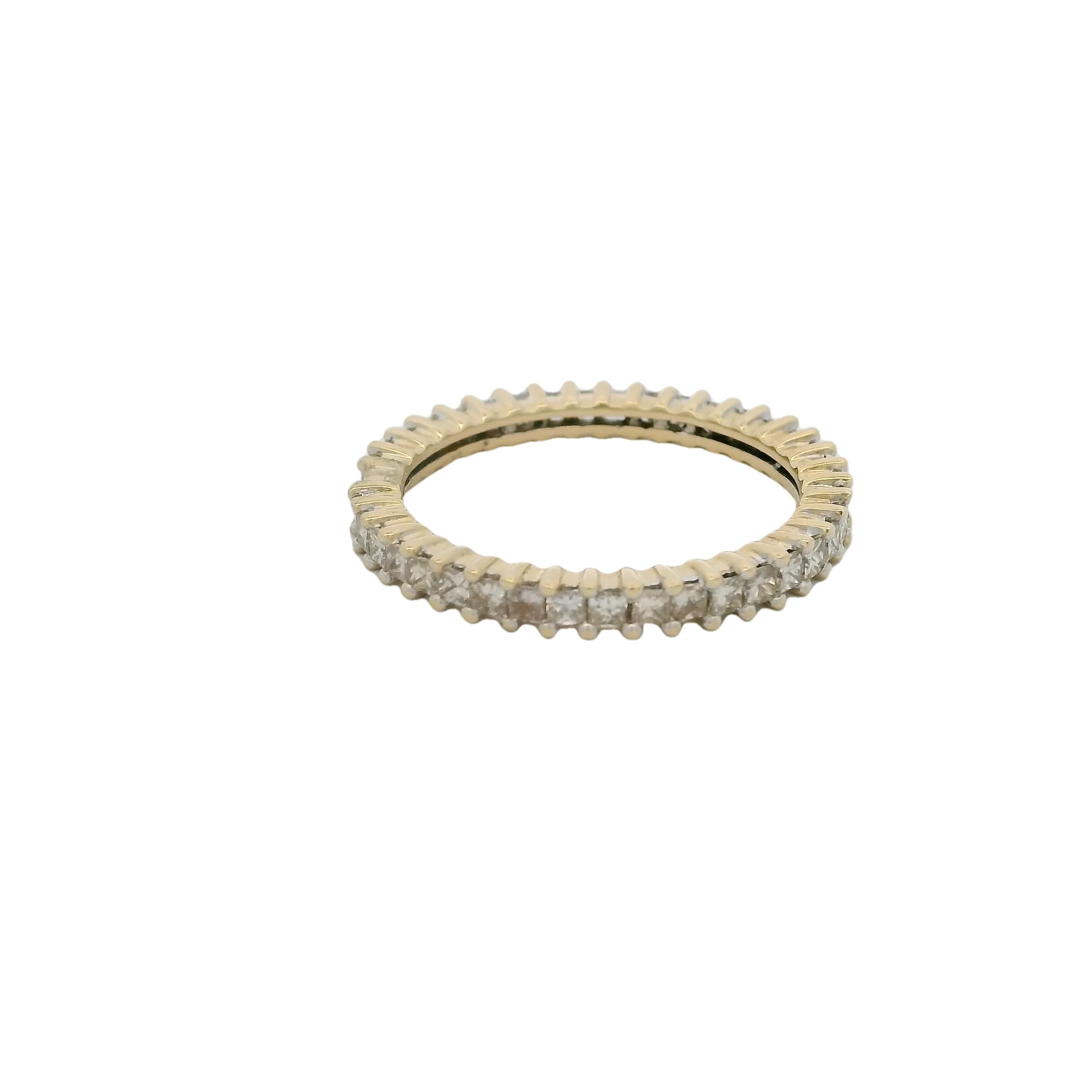 14kt Yellow Gold Princess Cut Diamond 3mm Stackable Eternity Ring Size 8 - Image 4