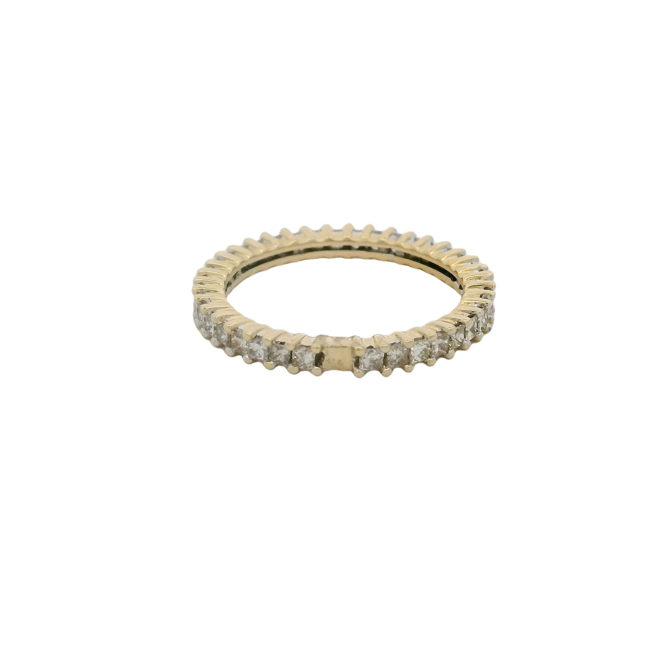 14kt Yellow Gold Princess Cut Diamond 3mm Stackable Eternity Ring Size 8 - Image 5
