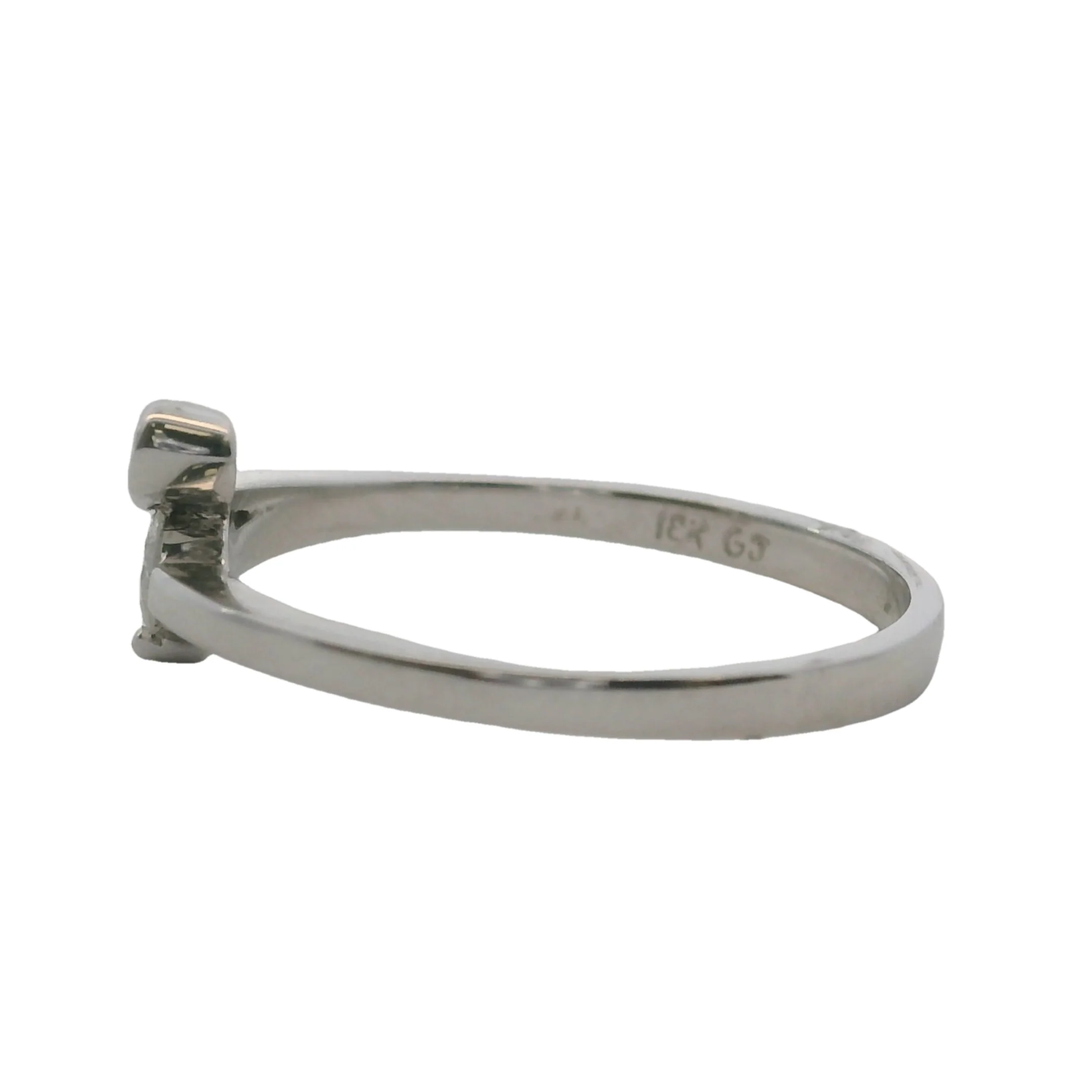 18kt White Gold and .11ct Diamond Solitaire Stackable Swoop Ring Size 6 - Image 3