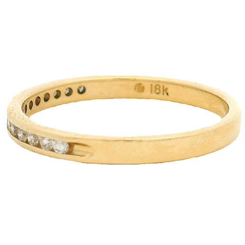 18kt Yellow Gold and Channel Set Diamond Half Eternity Wedding Stackable Band Size 6.75 - Image 2