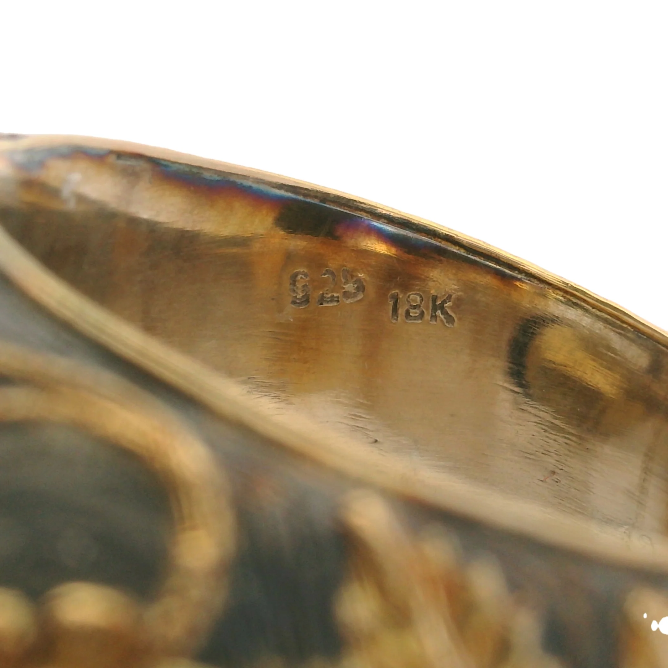 18kt Yellow Gold and Sterling Silver Ottoman Style Floral Motif Ring With Large 15ct Orange Citrine and Diamonds Size 8 - Image 5