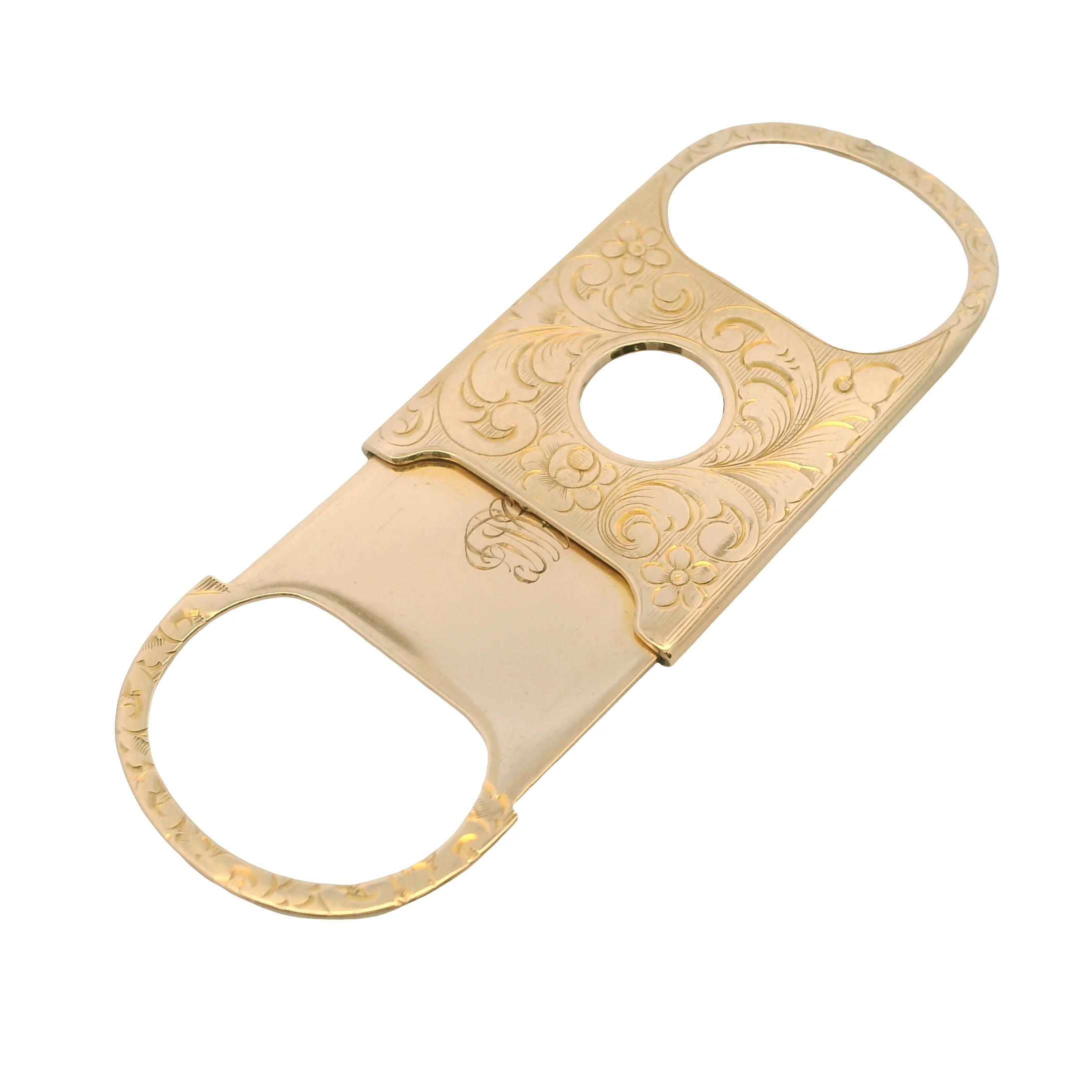 1902 Victorian Reinhold Steinecke Antique Solid 14kt Yellow Gold Floral Cigar Cutter ""ANC" - Image 4