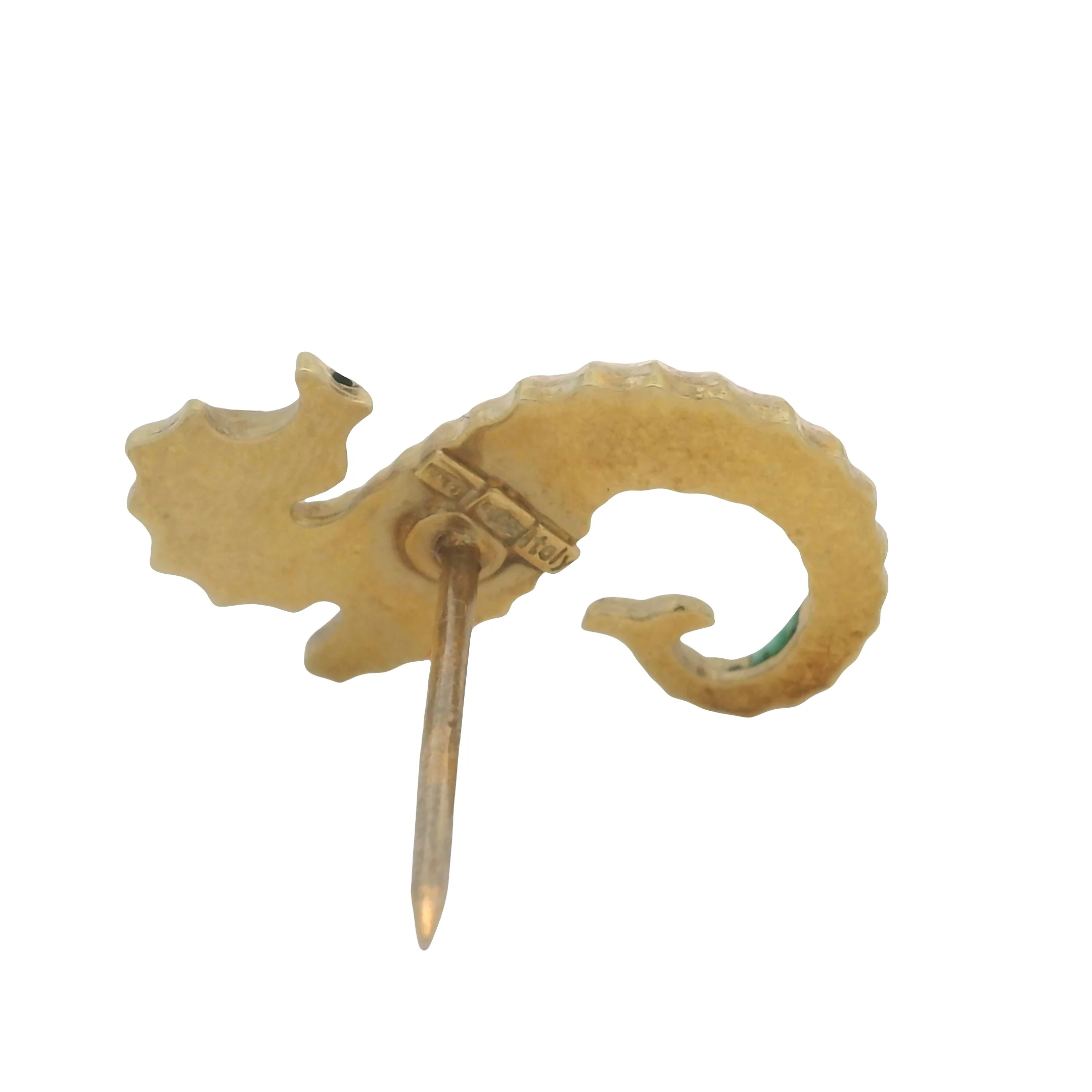 1944-1968 Italian Enamel and 14kt Yellow Gold Seahorse/Sea Dragon Tie Tack Pin - Image 3