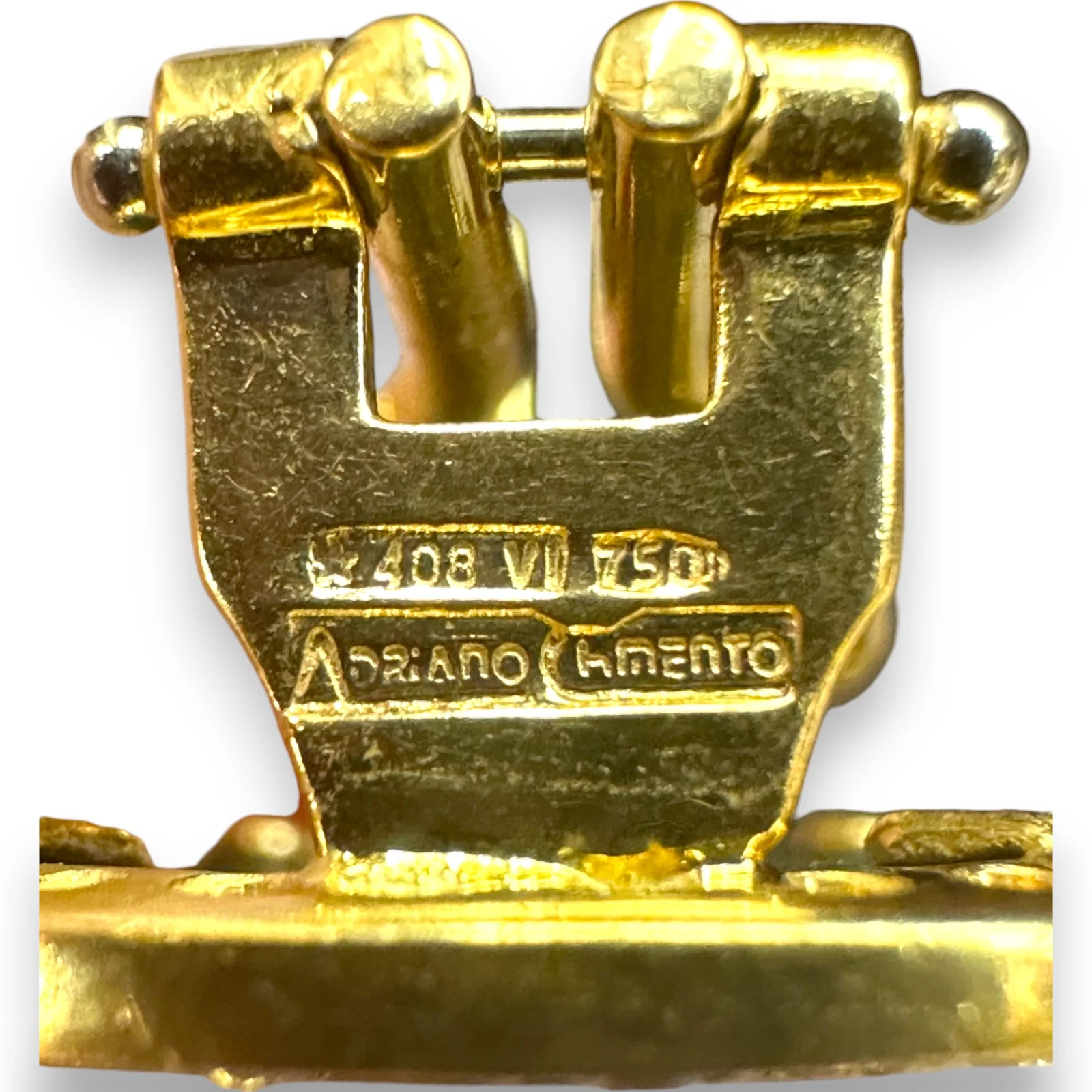 1980s Adriano Chimento 18kt Solid Yellow Gold 20mm Roman Coin Omega-Back Stud Earrings with Diamond Halo Made in Italy - Image 7