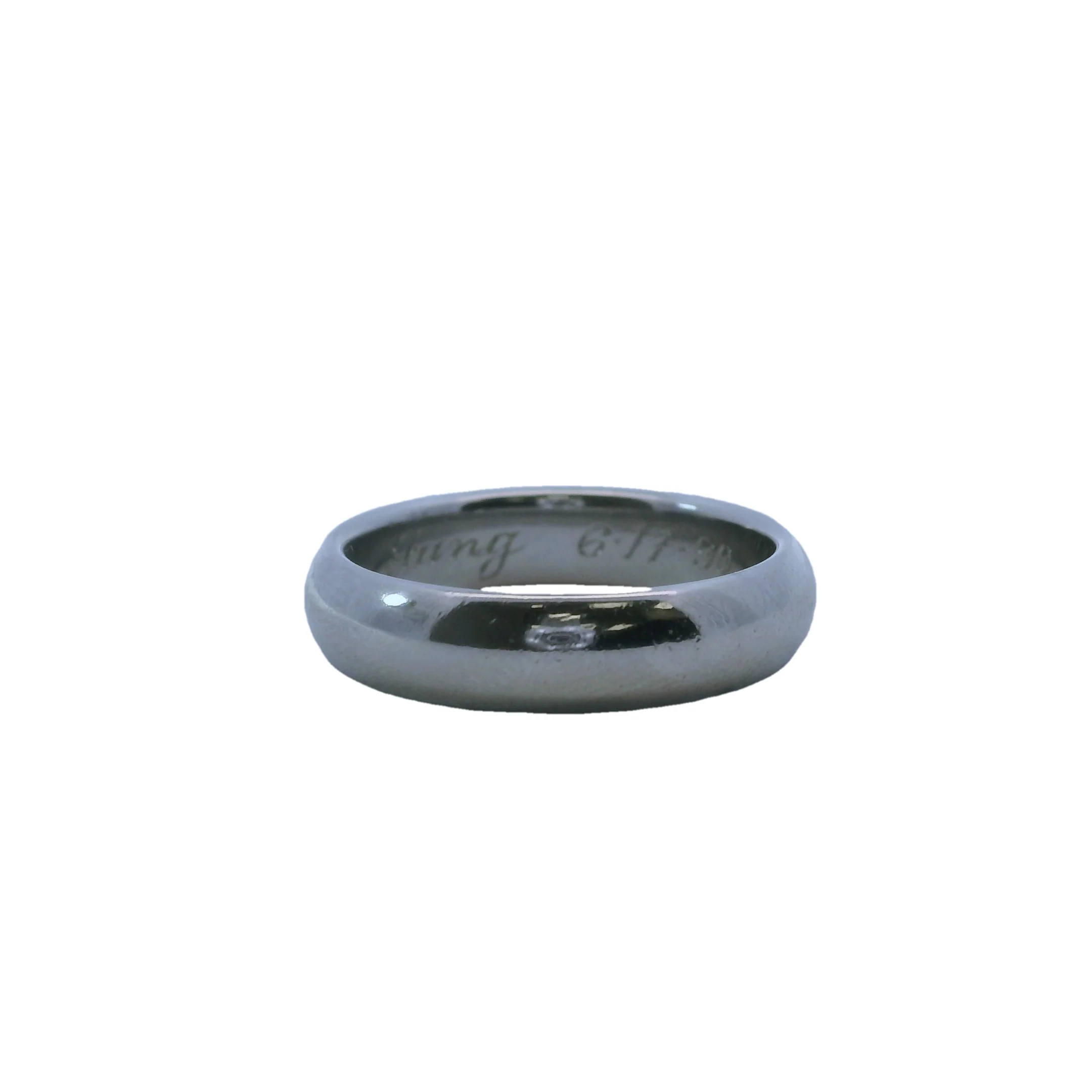 1990s Tiffany & Co Solid 950 Platinum 4.6mm Tiffany Forever Wedding Band Size 6.75 - Image 2