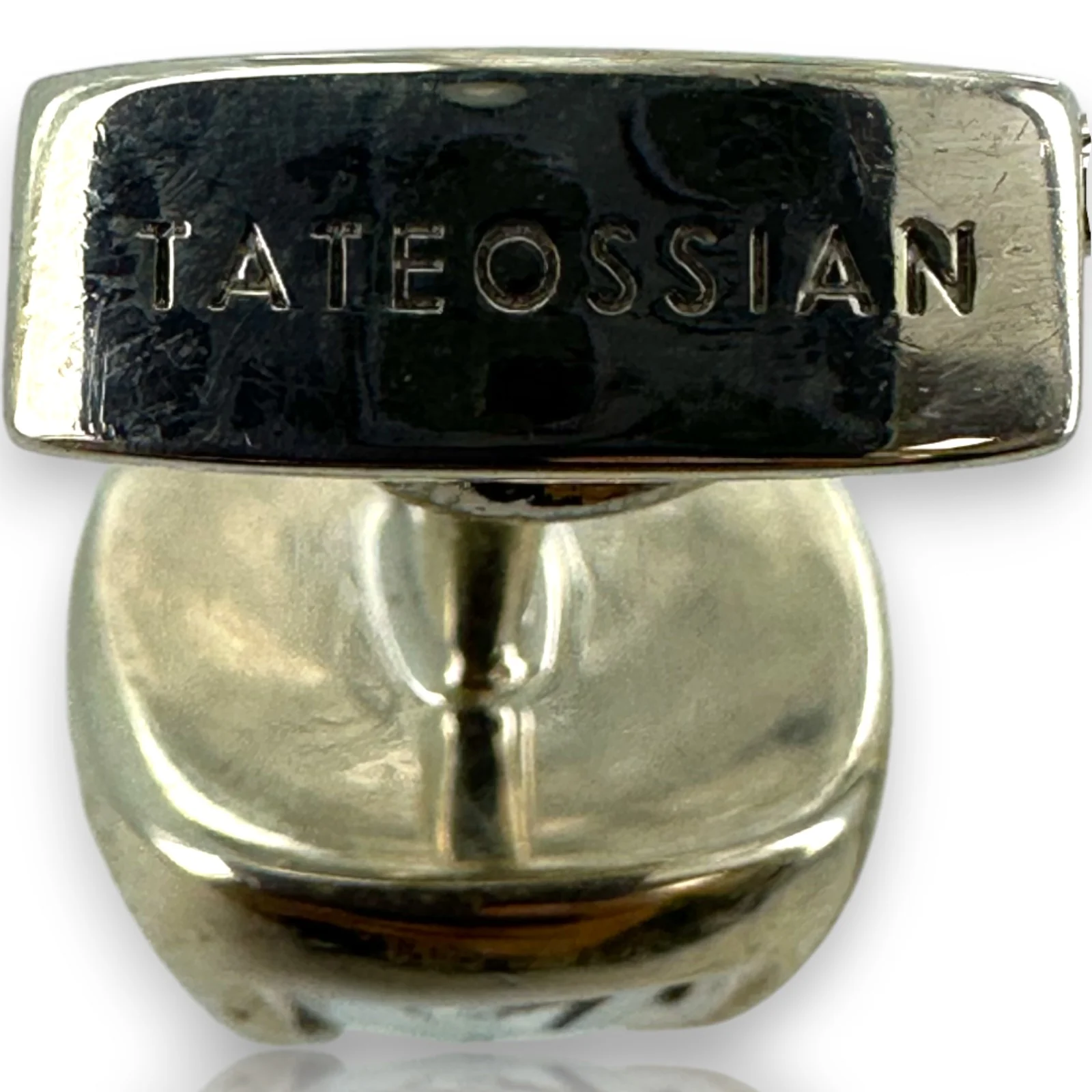 2006 Tateossian 925 Sterling Silver and Red-Backed Rock Crystal Toggle Cufflinks Made in Edinburgh - Image 4