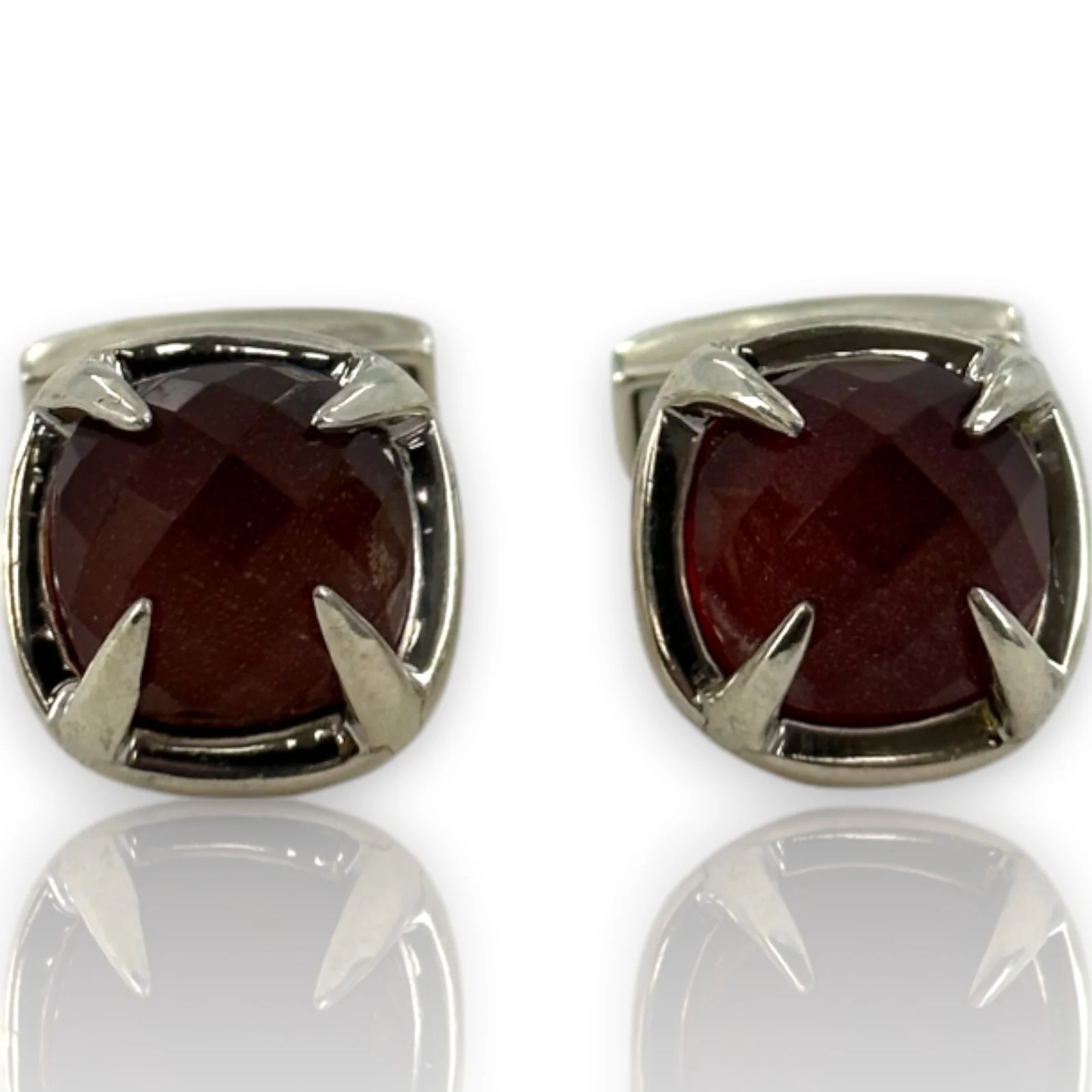 2006 Tateossian 925 Sterling Silver and Red-Backed Rock Crystal Toggle Cufflinks Made in Edinburgh - Image 6