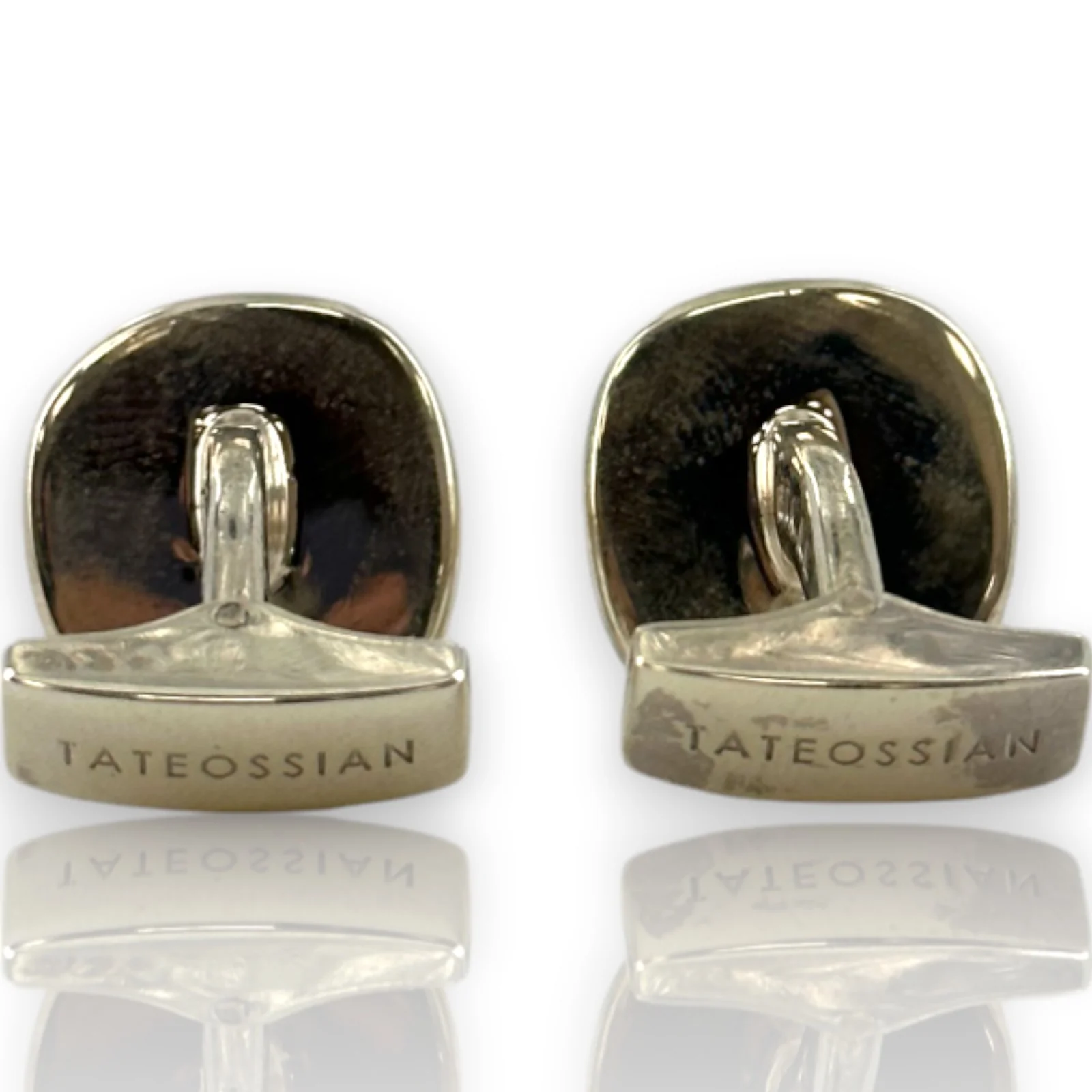 2006 Tateossian 925 Sterling Silver and Red-Backed Rock Crystal Toggle Cufflinks Made in Edinburgh - Image 8