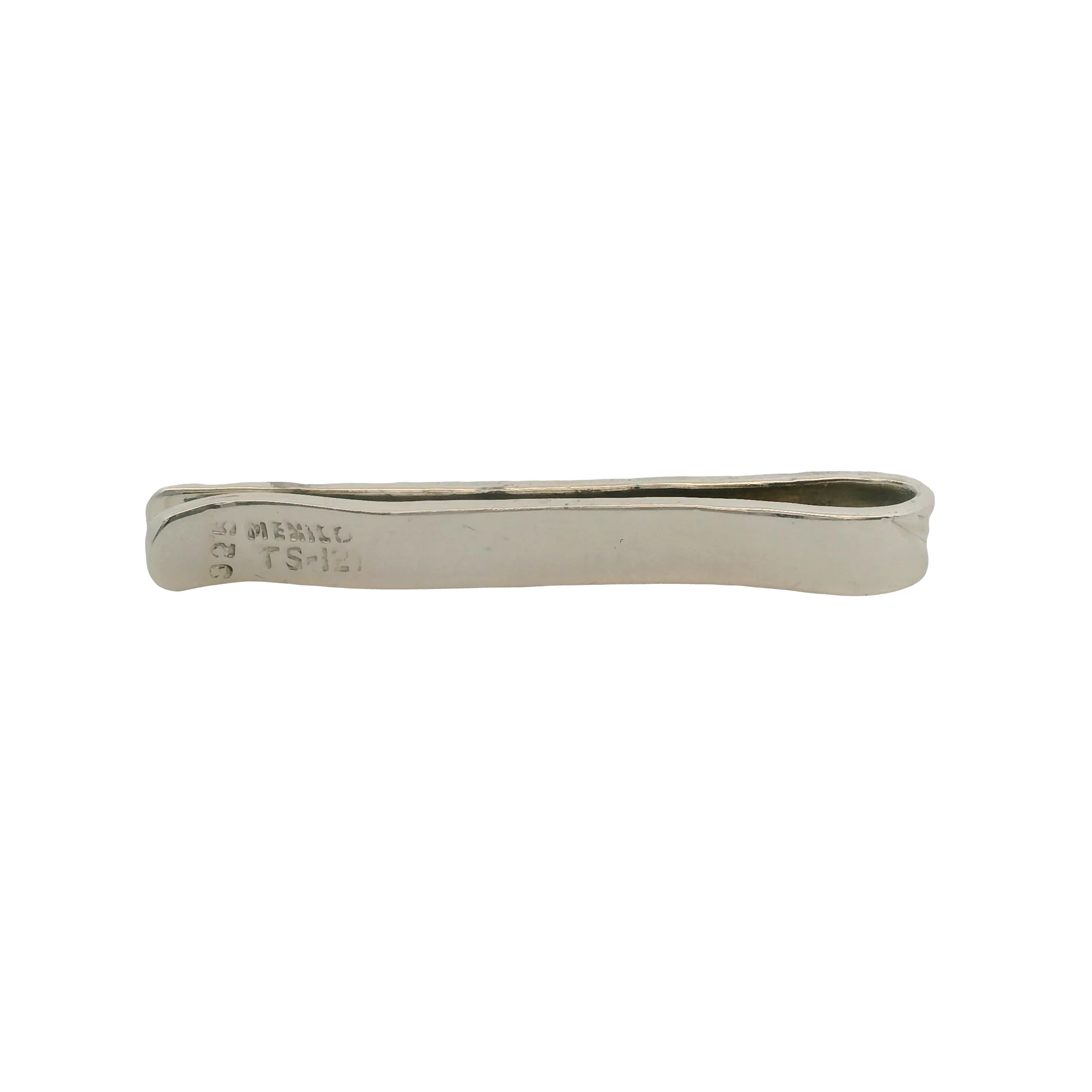 925 Sterling Silver 1.8" Long Tie Bar Pin With Chased Geometric Pattern Made in Mexico - Image 2
