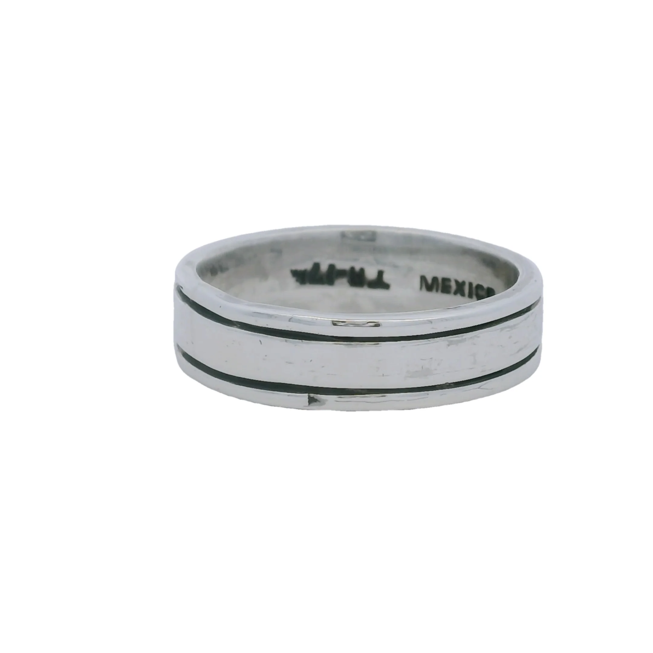 925 Sterling Silver 6.3mm Double Edge Band Ring Made In Mexico - Image 2