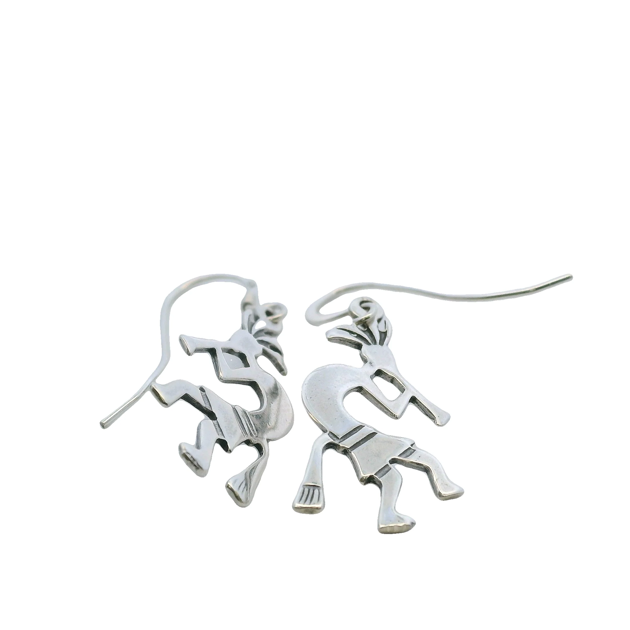 925 Sterling Silver Native American Kokopelli Deity Drop/Dangle Hook Earrings - Image 3