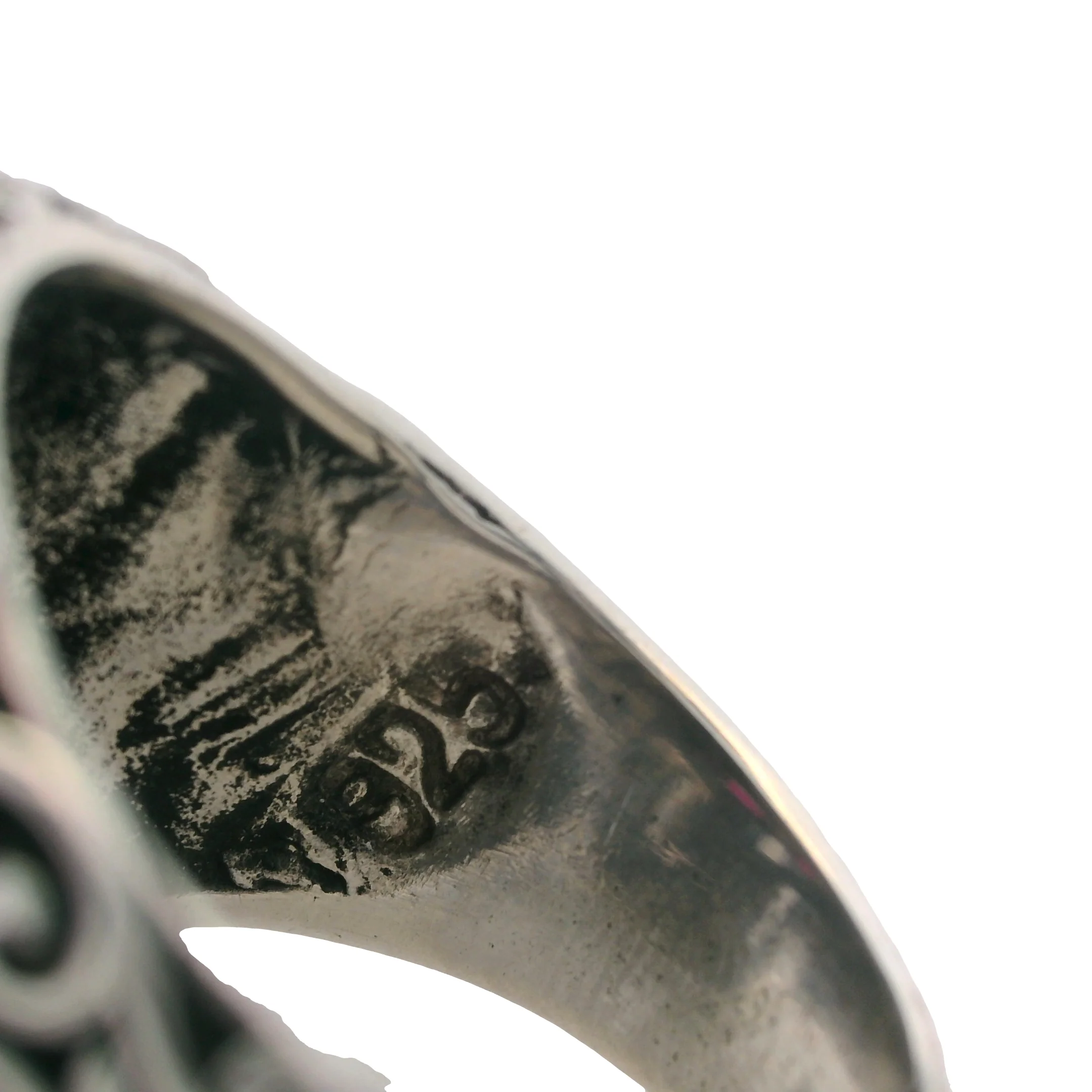 925 Sterling Silver Sugar Skull Skeleton Floral Ring with Lab Ruby Eyes Size 11 - Image 5
