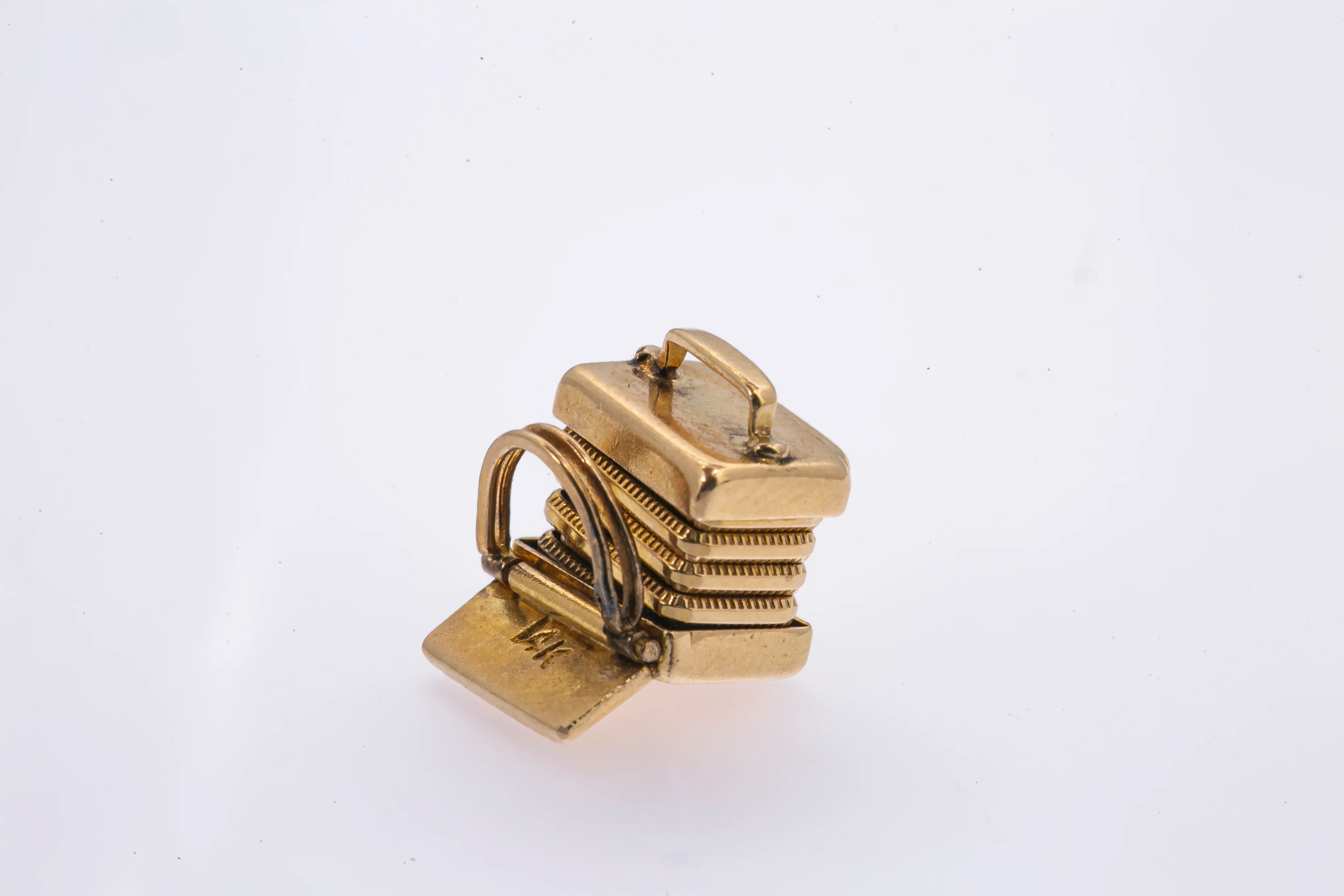 Accordion Charm Moving Musical 14K 585 Yellow Gold instrument Pendant - Image 2