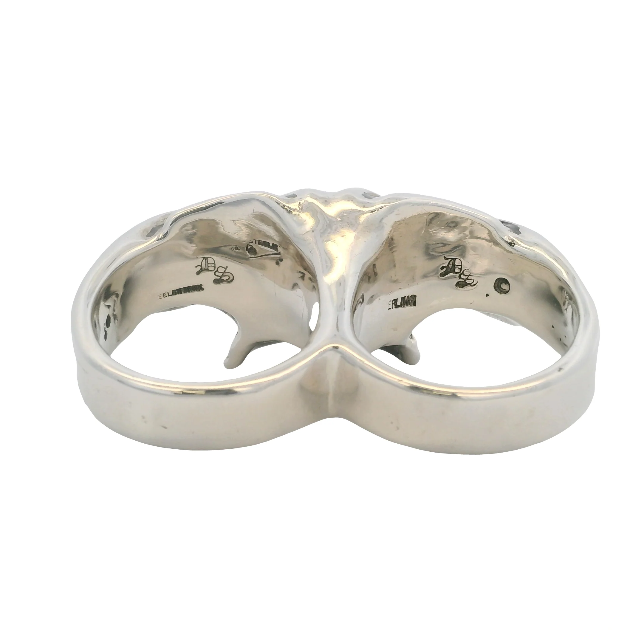Aileyan 925 Sterling Silver Brane Two Finger Half Jaw Skull Ring Size 12.5 - Image 4