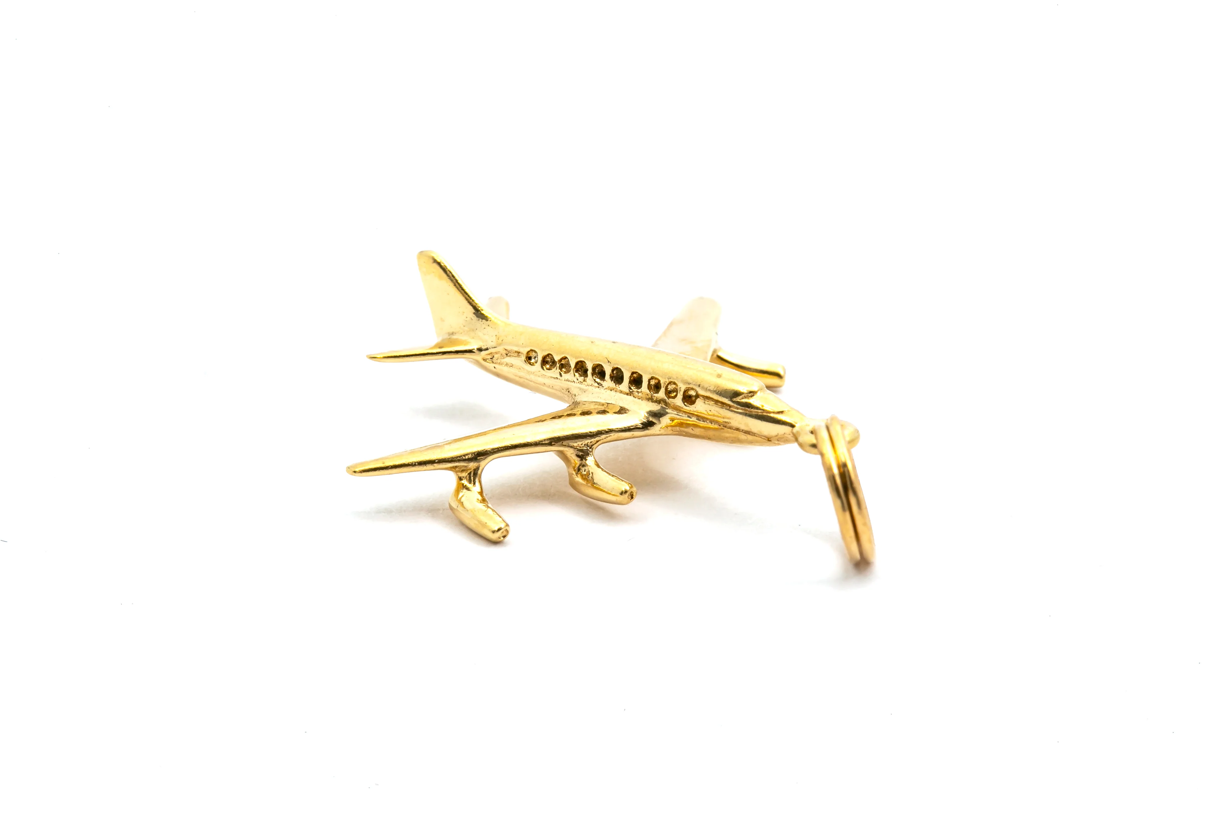 Airplane Jet Pilot 14k 585 Yellow Gold Charm Pendant - Image 4
