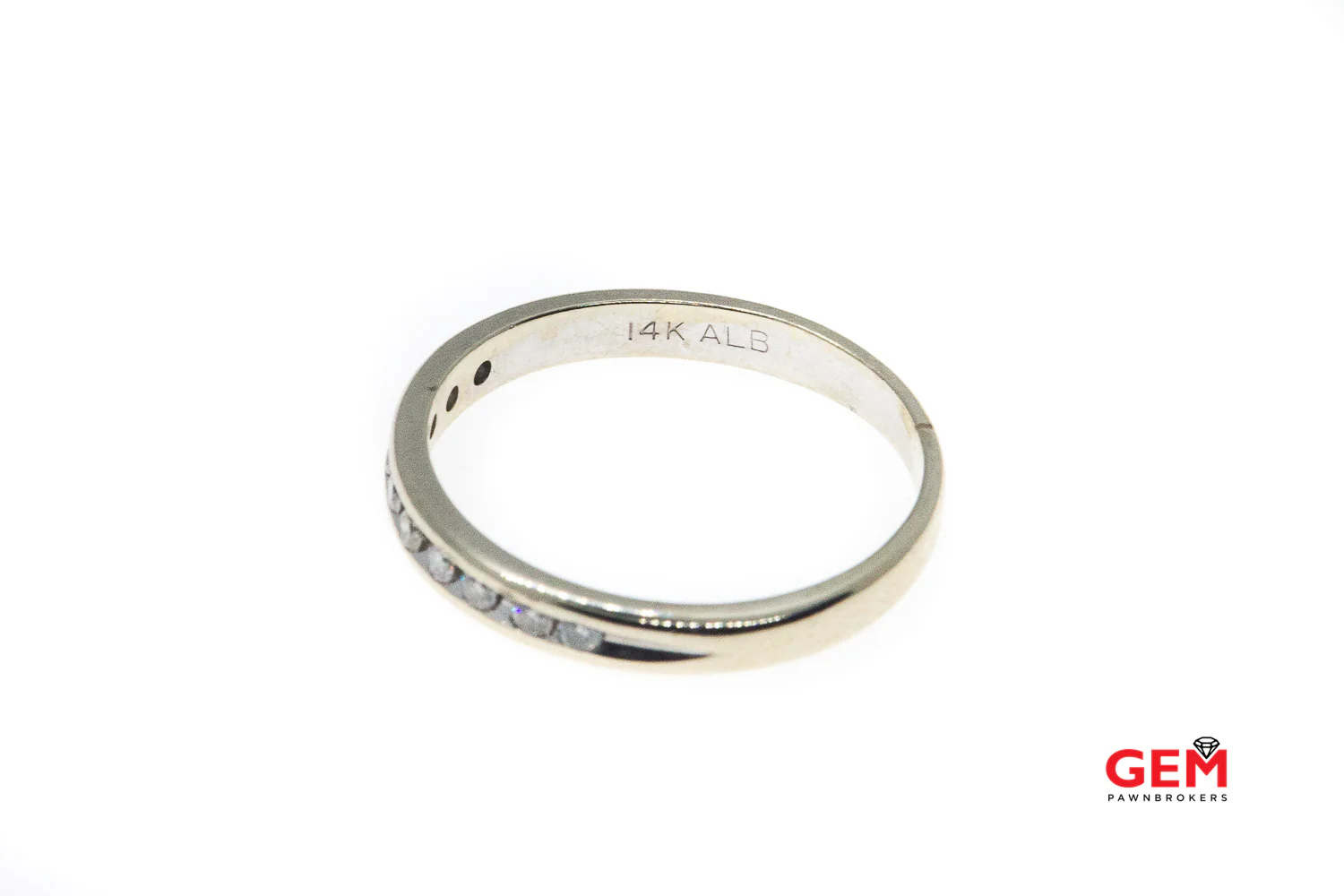 ALB Half Eternity Channel Set Diamond Wedding Band Stackable 14K 585 White Gold Ring Size 7 1/4 - Image 2