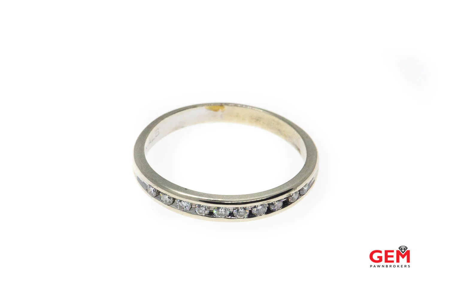 ALB Half Eternity Channel Set Diamond Wedding Band Stackable 14K 585 White Gold Ring Size 7 1/4 - Image 3