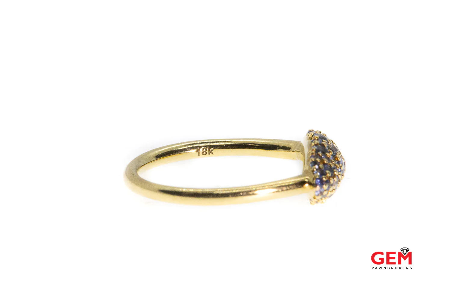 Alexis Bittar Marquis Pave Collection Blue Gray Sapphire Womans 18K 750 Solid Gold Ring - Image 4